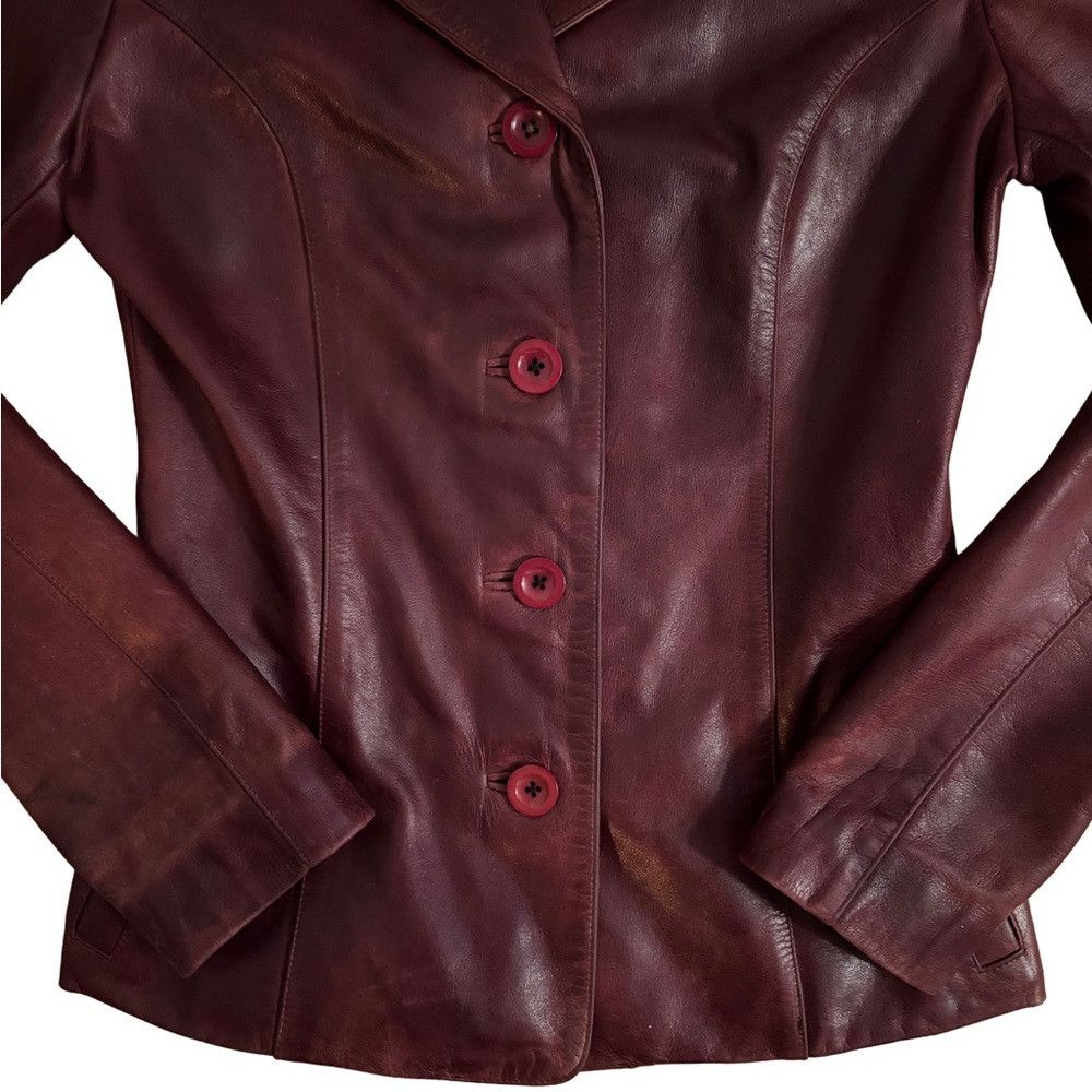 Other Arden B. Y2K Oxblood Women's Leather Jacket Blazer Size XS / US 0-2 / IT 36-38 - 4 Thumbnail