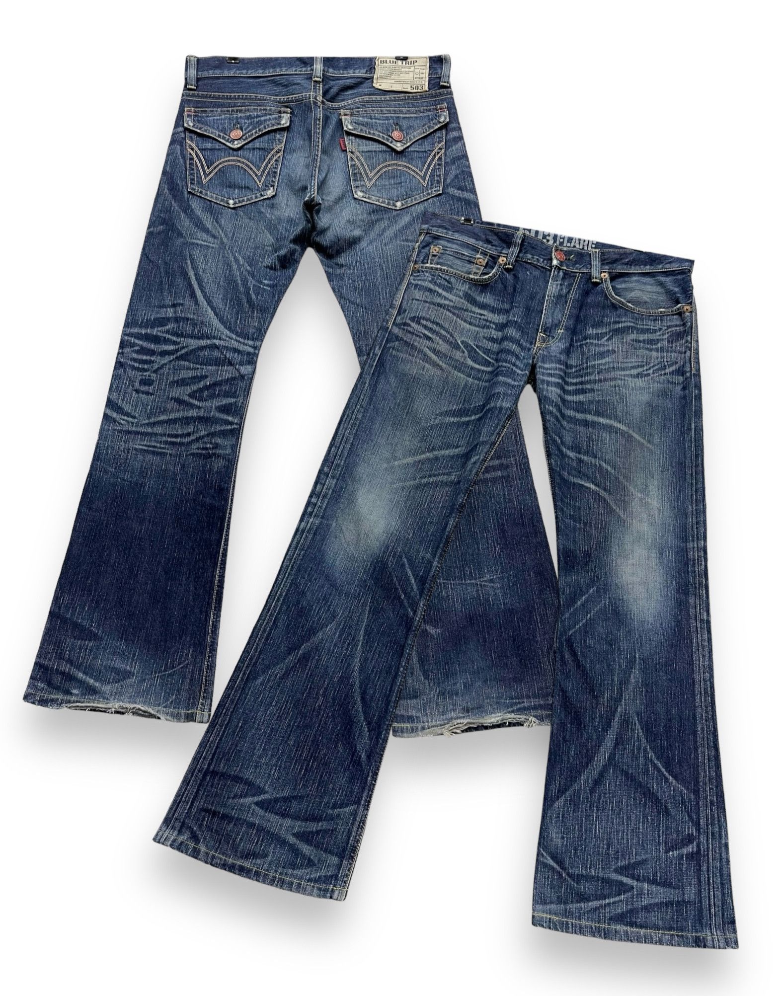 Edwin 🔥SICK🔥EDWIN 503 FLARE Whiskered Denim Made in Japan Size US 34 / EU 50 - 1 Thumbnail