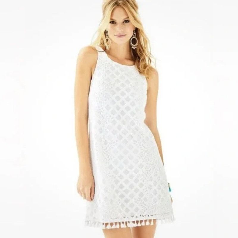 Lilly Pulitzer Lilly Pulitzer Womens Marquette Shift Dress Sz M White Lace Size M / US 6-8 / IT 42-44 - 1 Thumbnail