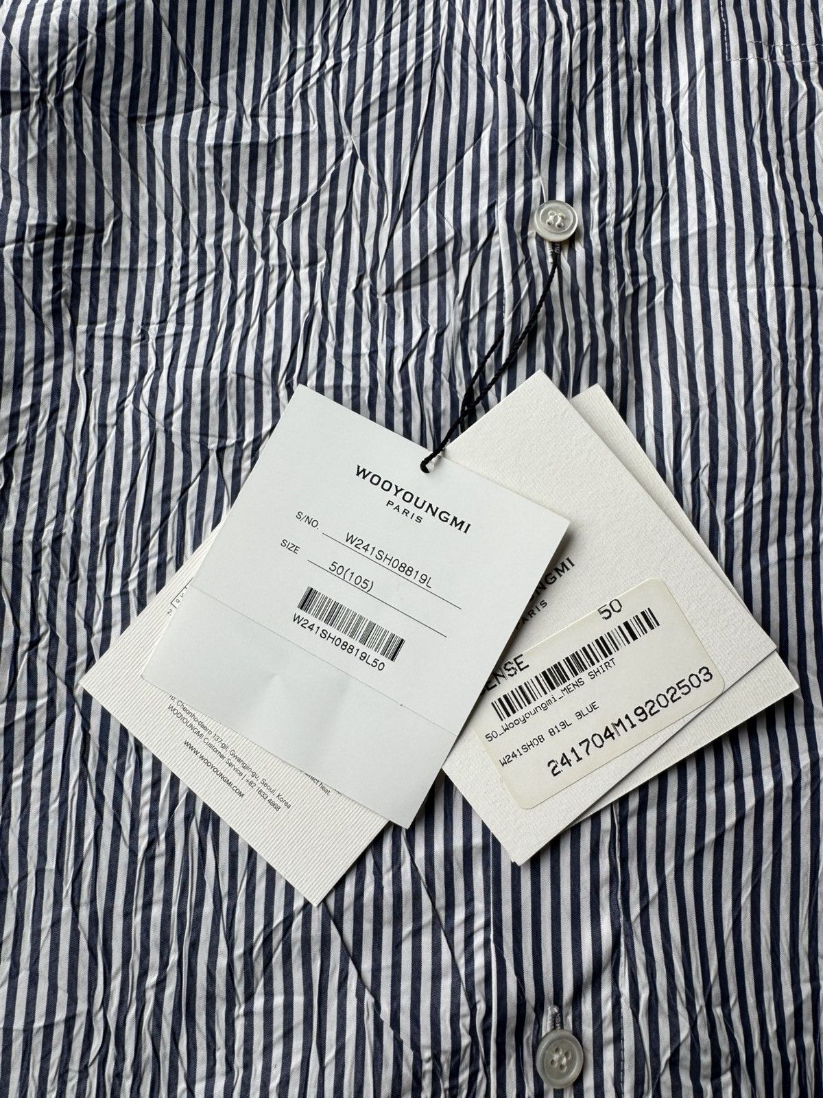 Wooyoungmi WOOYOUNGMI Navy and White Stripe Shirt Size US L / EU 52-54 / 3 - 2 Thumbnail