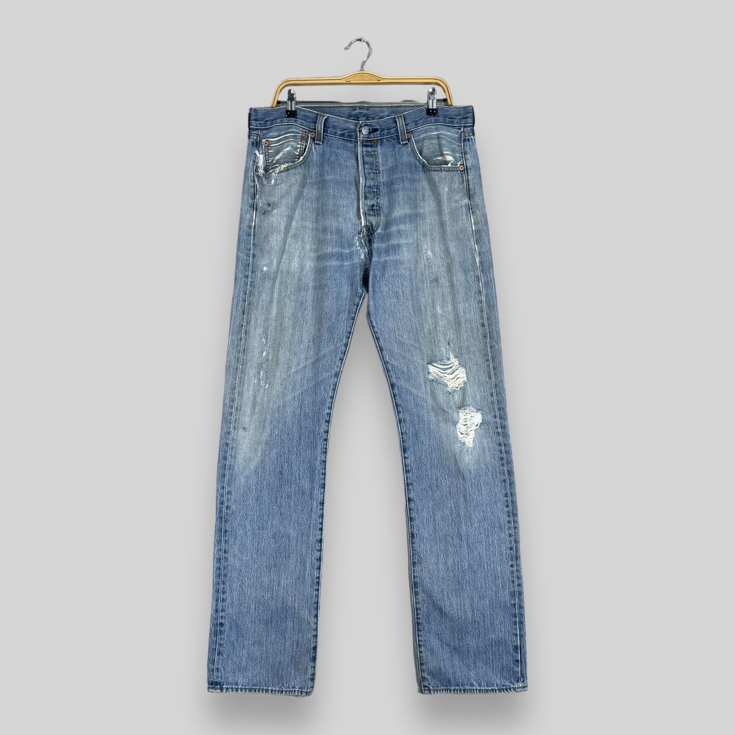 Levi's × Vintage Size 35 Vintage Levis 501 Distressed Reinforced Jeans Size US 35 - 1 Thumbnail