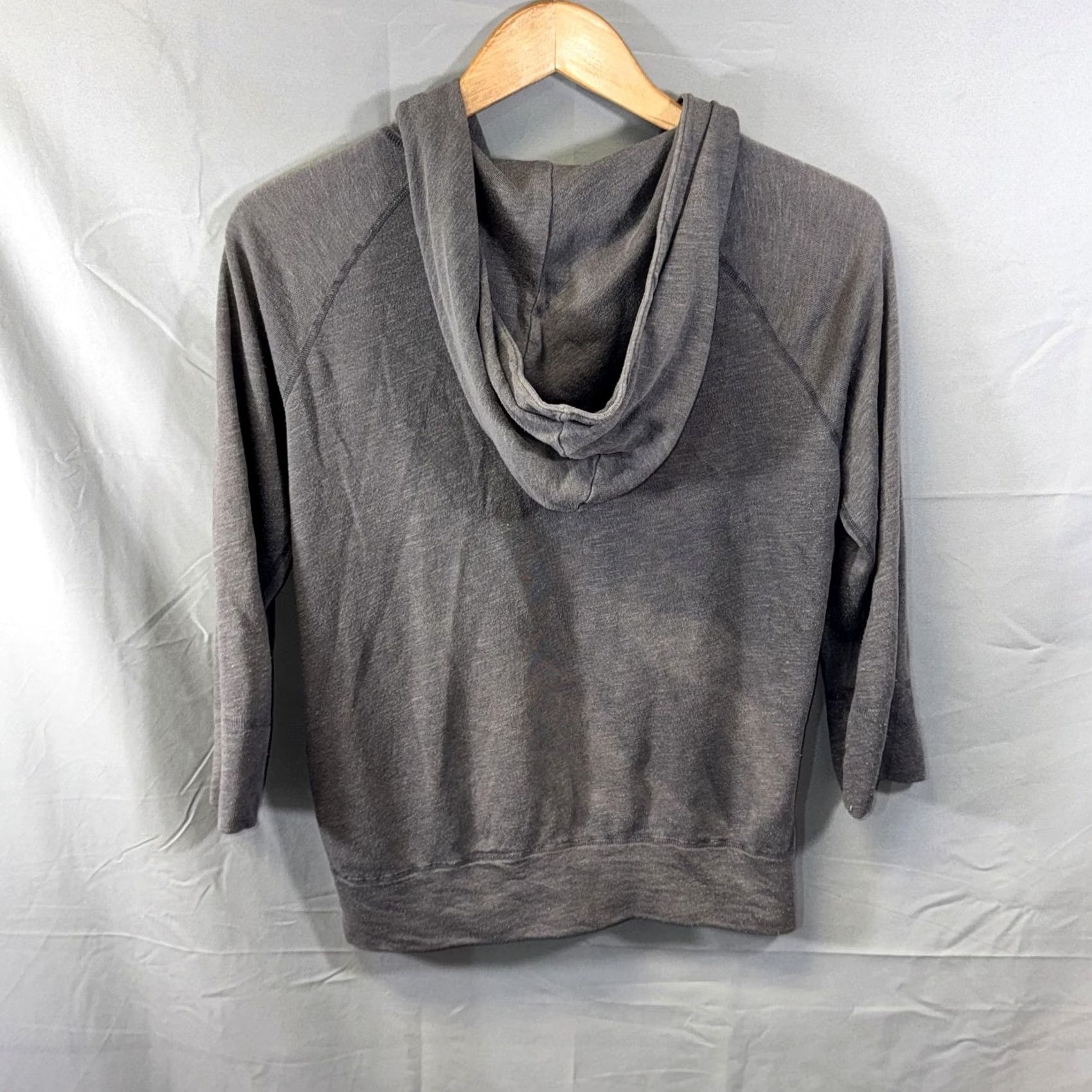James Perse James Perse Hoodie Womens Small Gray Full Zip Raglan 3/4 Sleeves Pockets Made in USA Size S / US 4 / IT 40 - 2 Thumbnail