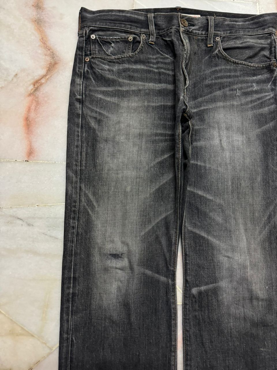 💥Sick💥90s Style Back Number Whisker Distress Ripped Jeans