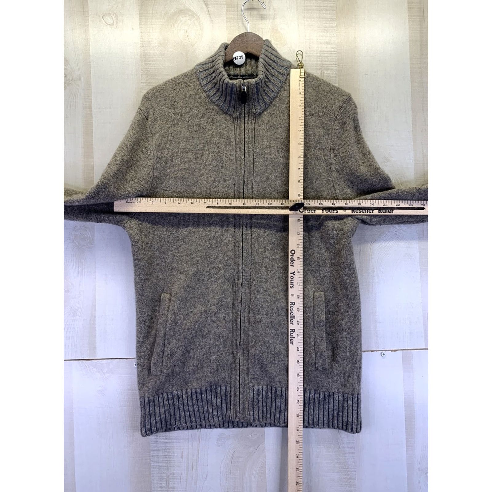 Vintage Black Brown 1826 Sweater Jacket Mens Full Zip Knit Beige Wool Blend M Medium-10729 Size US M / EU 48-50 / 2 - 6 Thumbnail