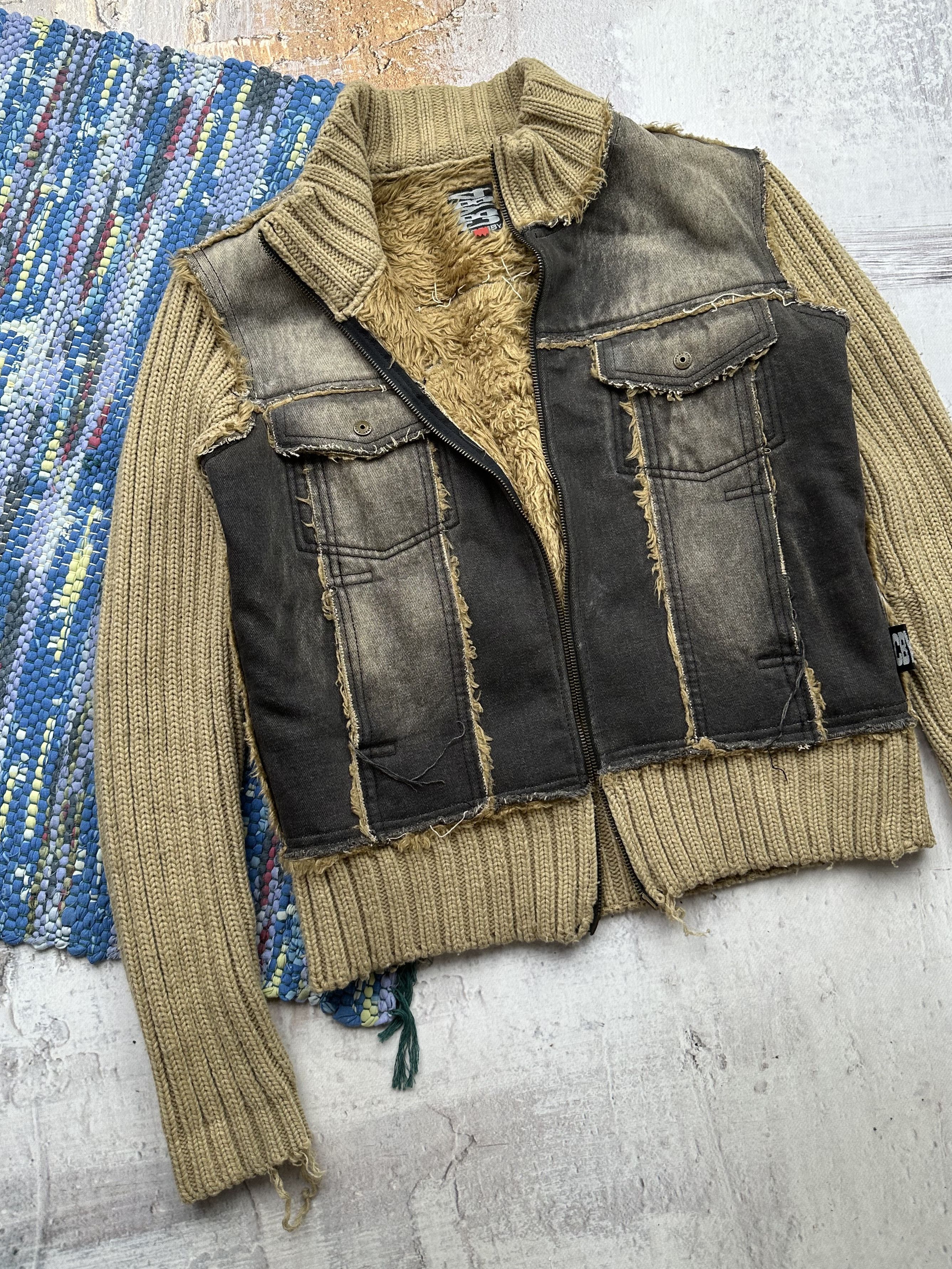 Japanese Brand Vintage Faded Knit Hybrid Jacket Size US S / EU 44-46 / 1 - 2 Thumbnail