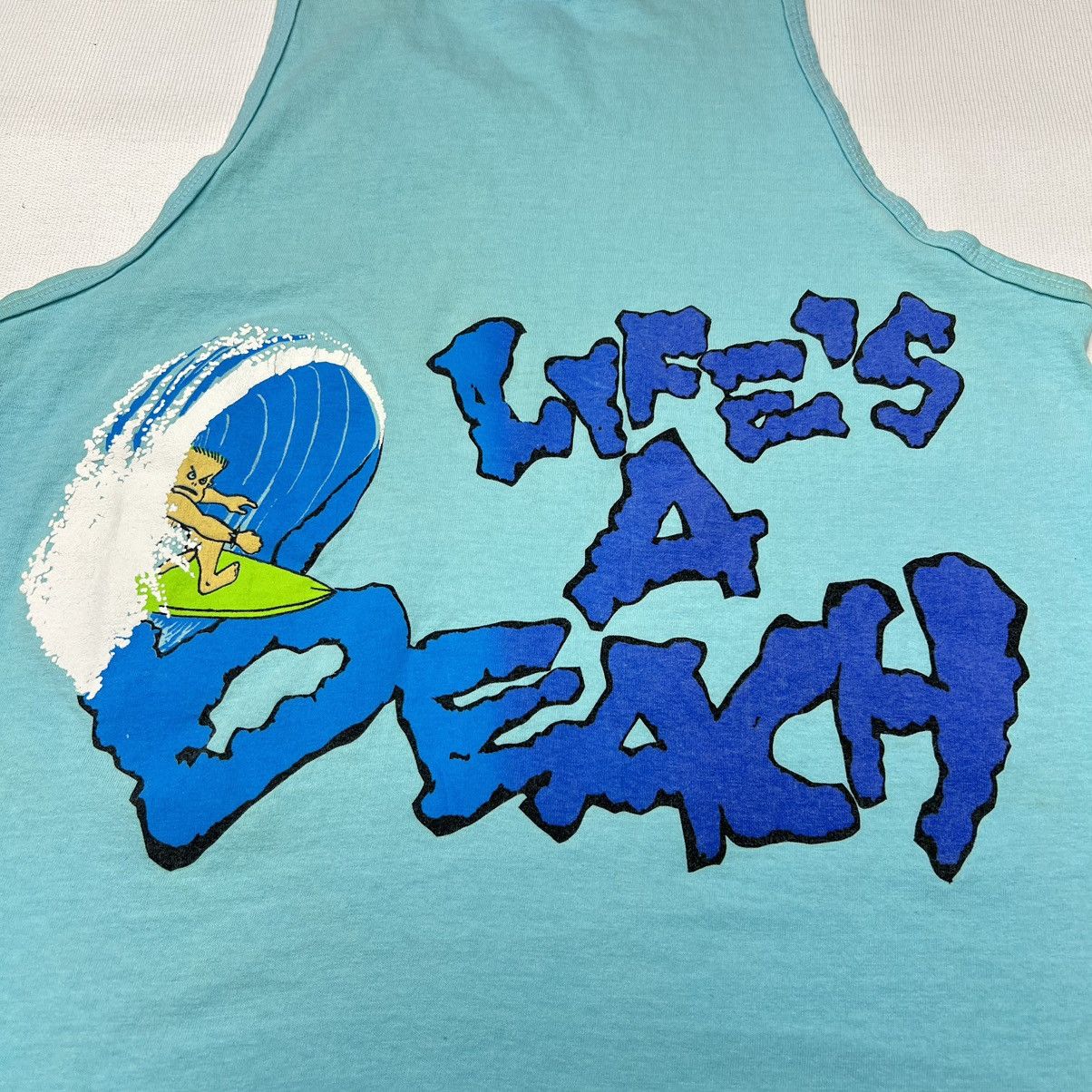 Anvil × Vintage Lifes A Beach Tee Shirt Sleeveless Surf Cartoon 90s Size US L / EU 52-54 / 3 - 14 Thumbnail
