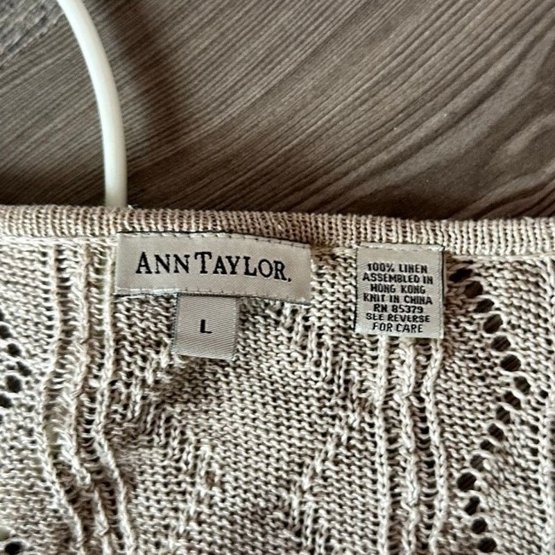 Ann Taylor ann taylor beige knit short sleeve cardigan Size L / US 10 / IT 46 - 3 Thumbnail
