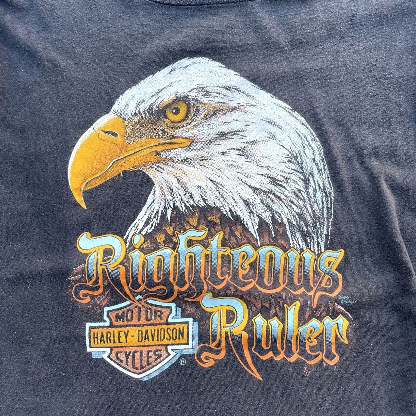 Harley Davidson VINTAGE Harley-Davidson 3D Emblem Mens T-Shirt Black 80s Eagle Logo Short Sleeve Crew Neck 18x26 Regular USA Biker Motorcycle 1980s Size US XXL / EU 58 / 5 - 5 Thumbnail
