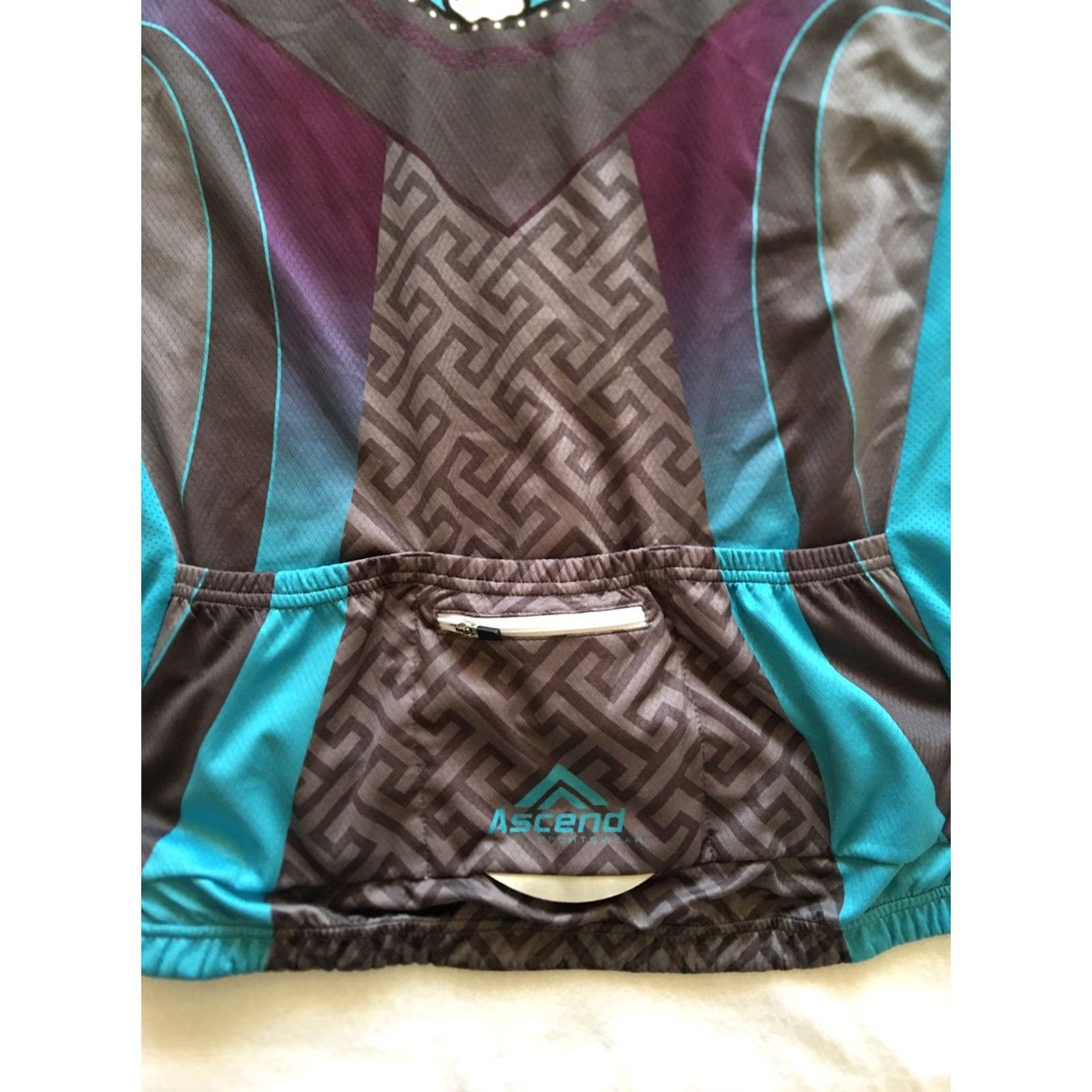ASCENO Ascend Cyclist Jersey Shirt 2XL Gray/Purple Short Sleeve Full Zip Unisex Adults Sports Shirt Mens Womens Size US XXL / EU 58 / 5 - 8 Thumbnail