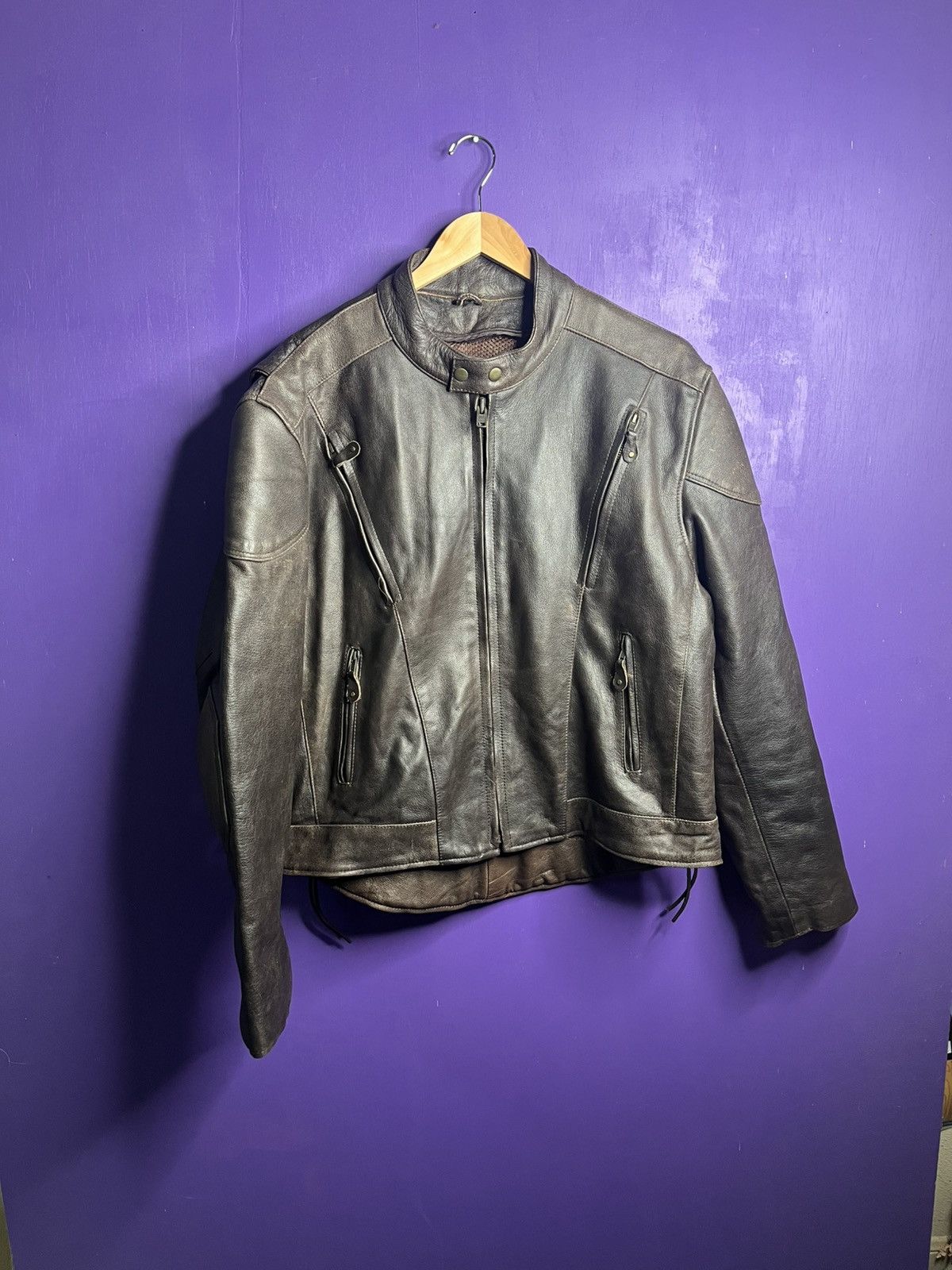 Vintage Vintage 90s Live to ride biker leather jacket Size US L / EU 52-54 / 3 - 1 Thumbnail