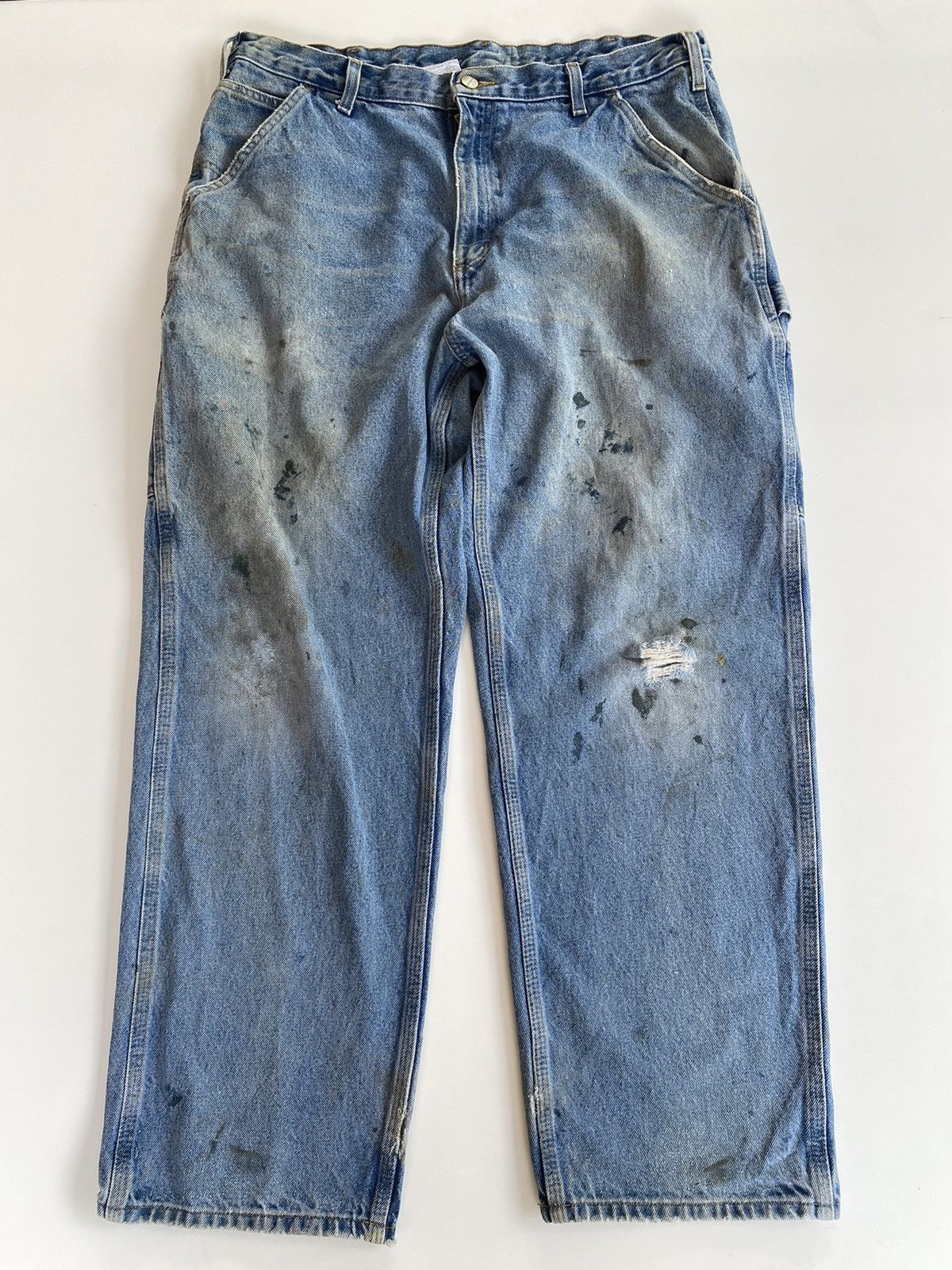 image of Denim Carhartt Carpenter Distressed Denim in Blue, Men's (Size 38)