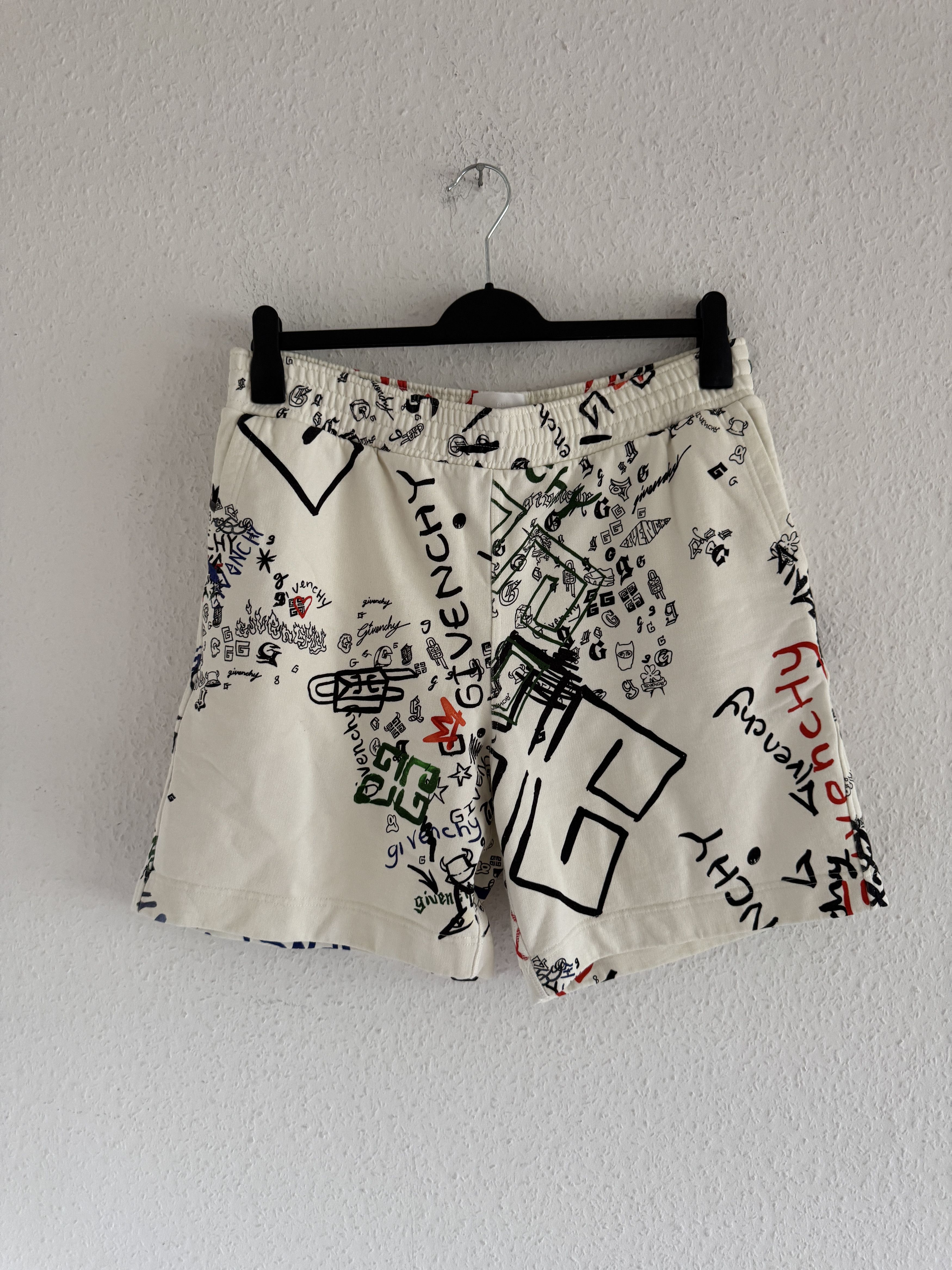 Givenchy Graffiti Scribble Logo Cotton Shorts Size US 34 / EU 50 - 1 Thumbnail