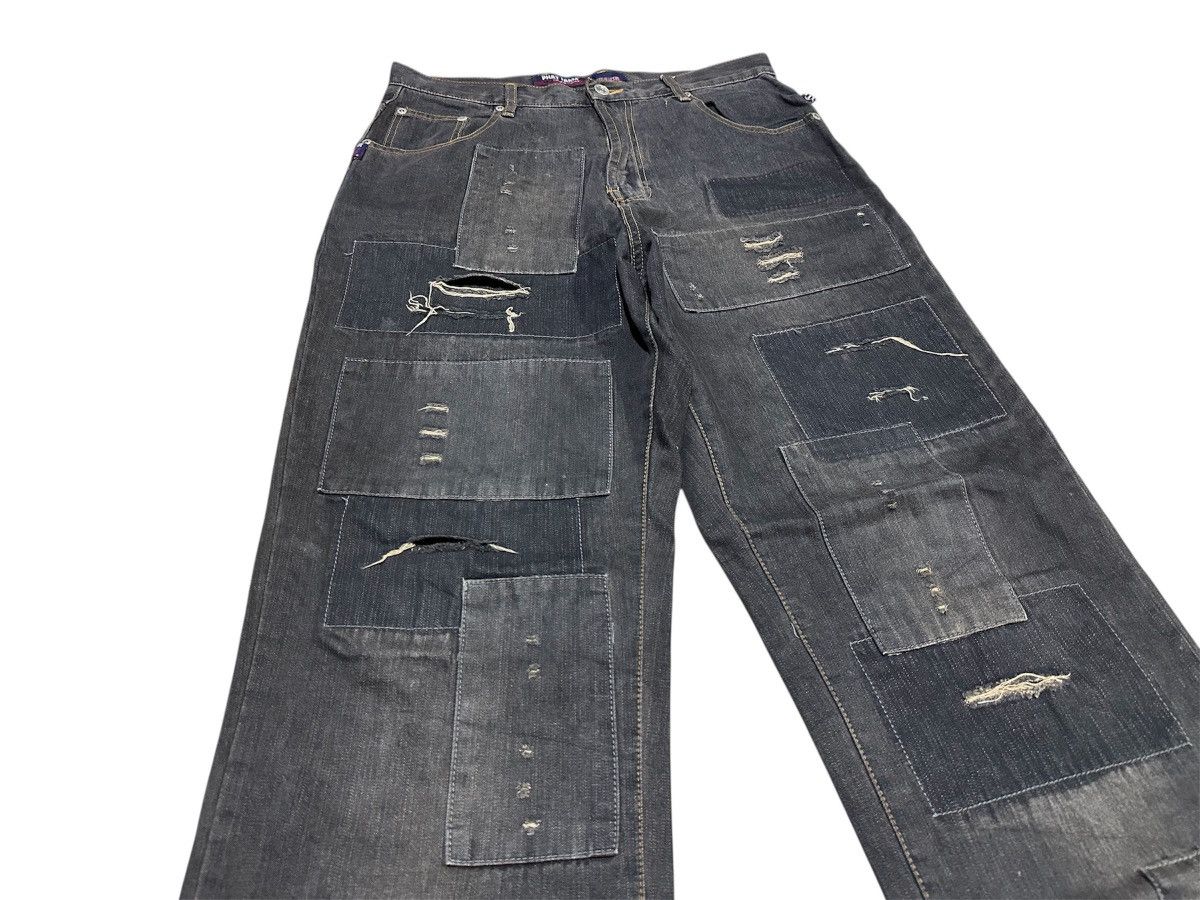 Japanese Brand 🔥Sick Y2K Phatfarm Patchwork Baggy Denim Distressed Size US 32 / EU 48 - 3 Thumbnail