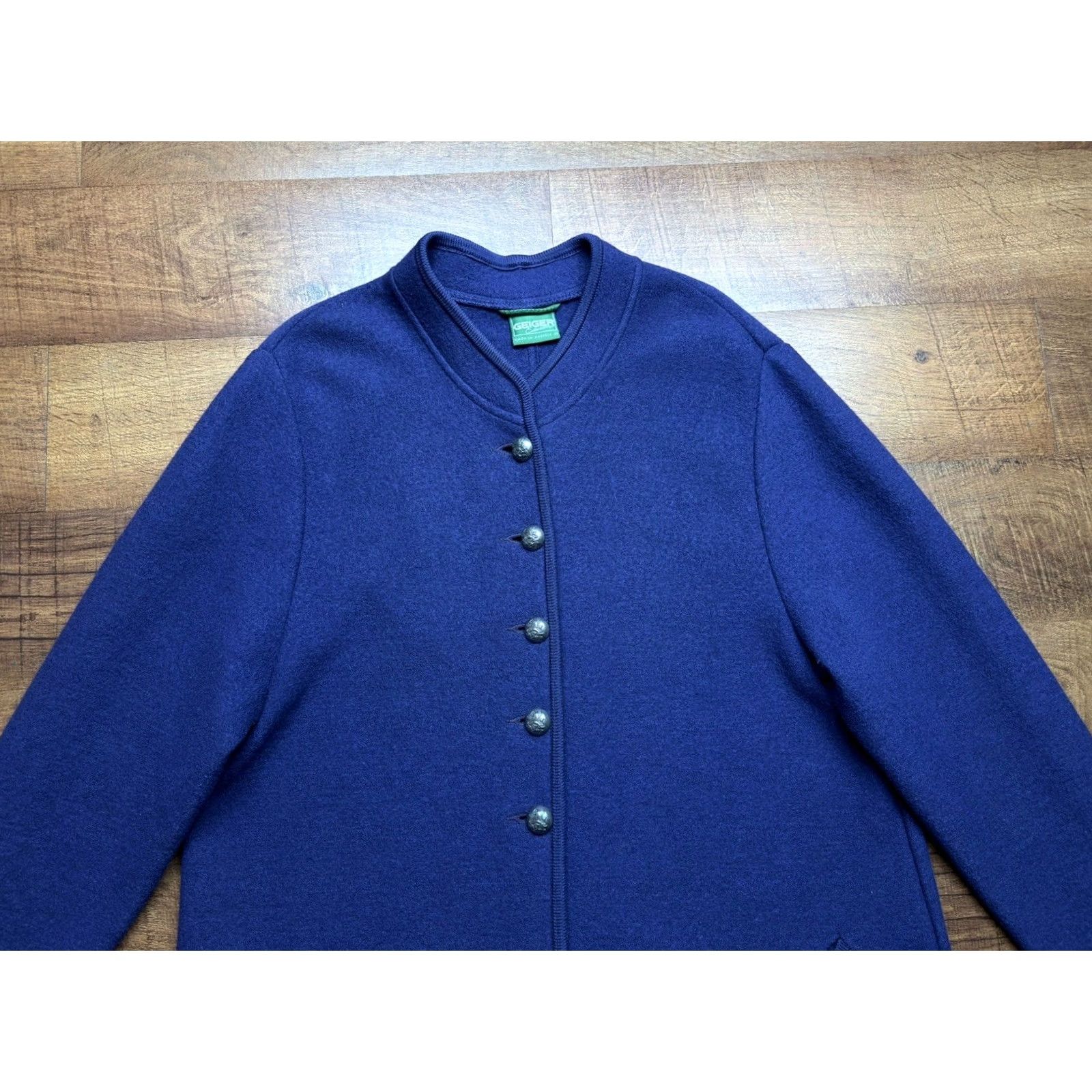 Vintage VTG Geiger Long Cardigan Jacket Violet Austria 100% Wool Womens Size 44 - Vintage-Inspired Tweed Sweater Size M / US 6-8 / IT 42-44 - 2 Thumbnail