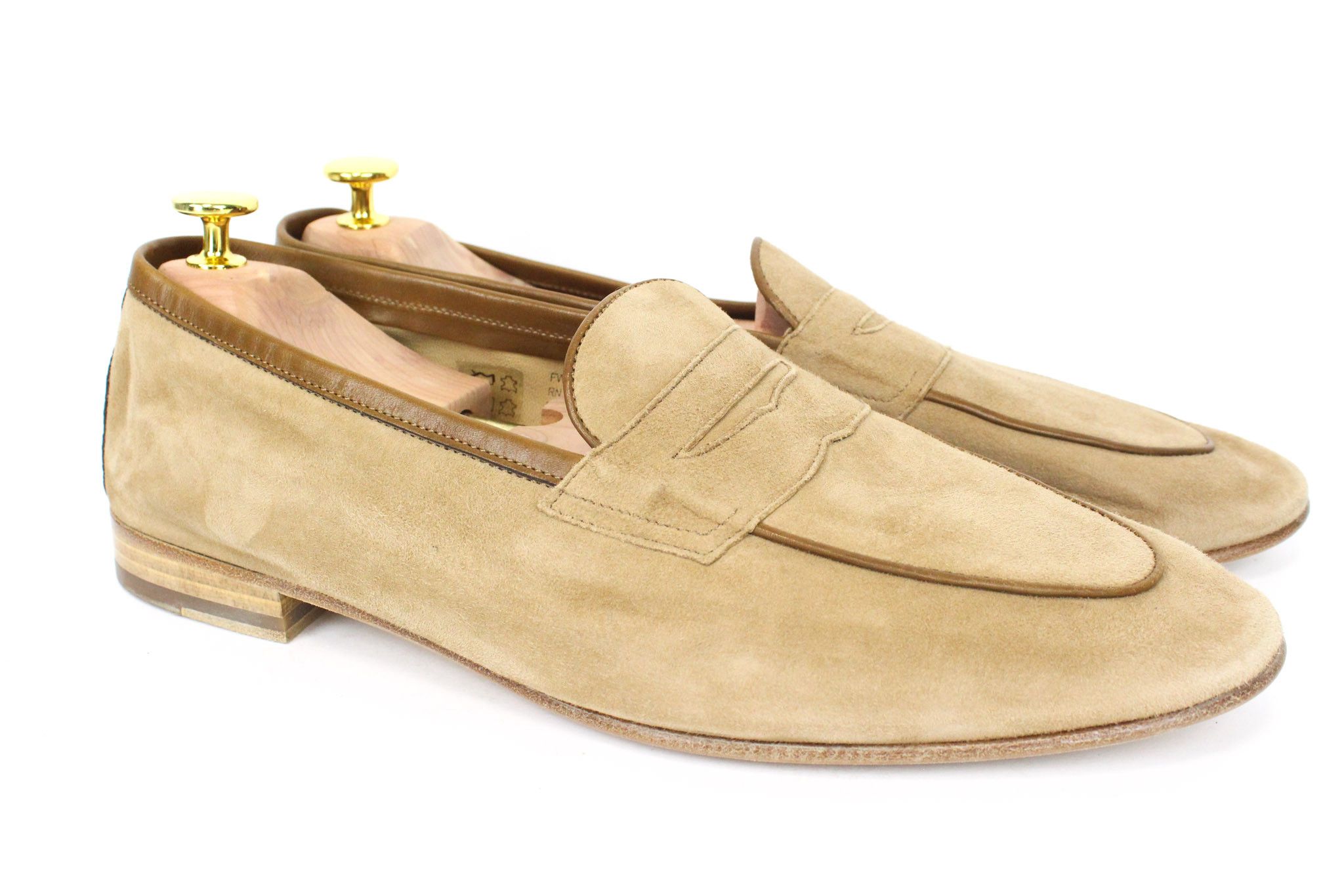 image of Suitsupply Eu44 Beige Brown Loafers Suede Calf Leather Smart 67918, Men's (Size 11)