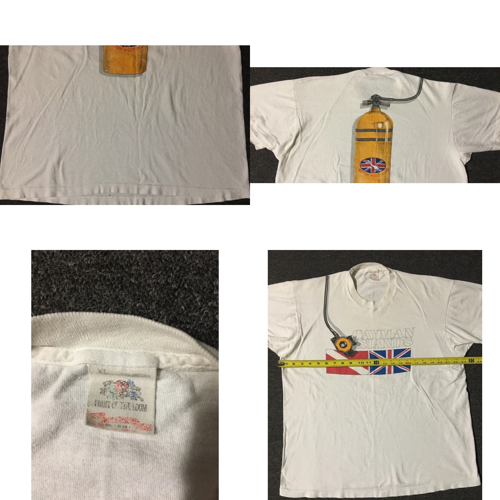 Vintage VINTAGE Cayman Islands Faded All Over Print Shirt XL Short Sleeve Navy White Striped 90s Surf Grunge USA Mens T-Shirt Size US XL / EU 56 / 4 - 8 Thumbnail