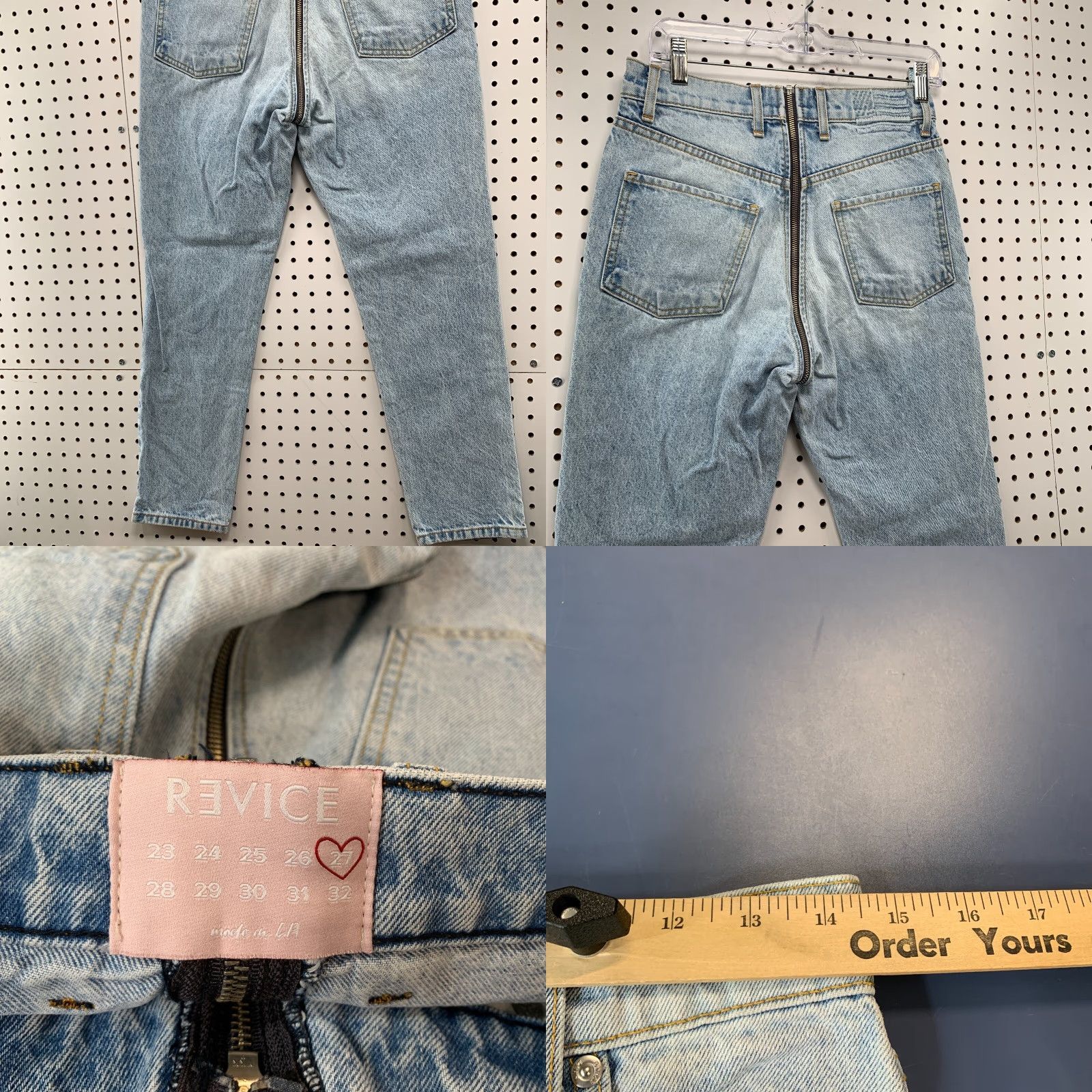 Vintage Revice Blue Denim Jeans Womens Size 27 Zipper Front To Back Light Wash Fit 28x27 Size 27" / US 4 / IT 40 - 8 Thumbnail