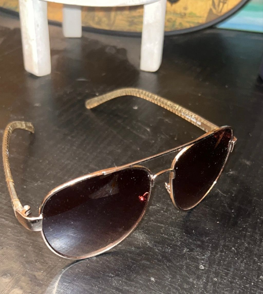 The Unbranded Brand Women's Unbranded Brown Gold Aviator Sunglasses One Size Size ONE SIZE - 1 Thumbnail