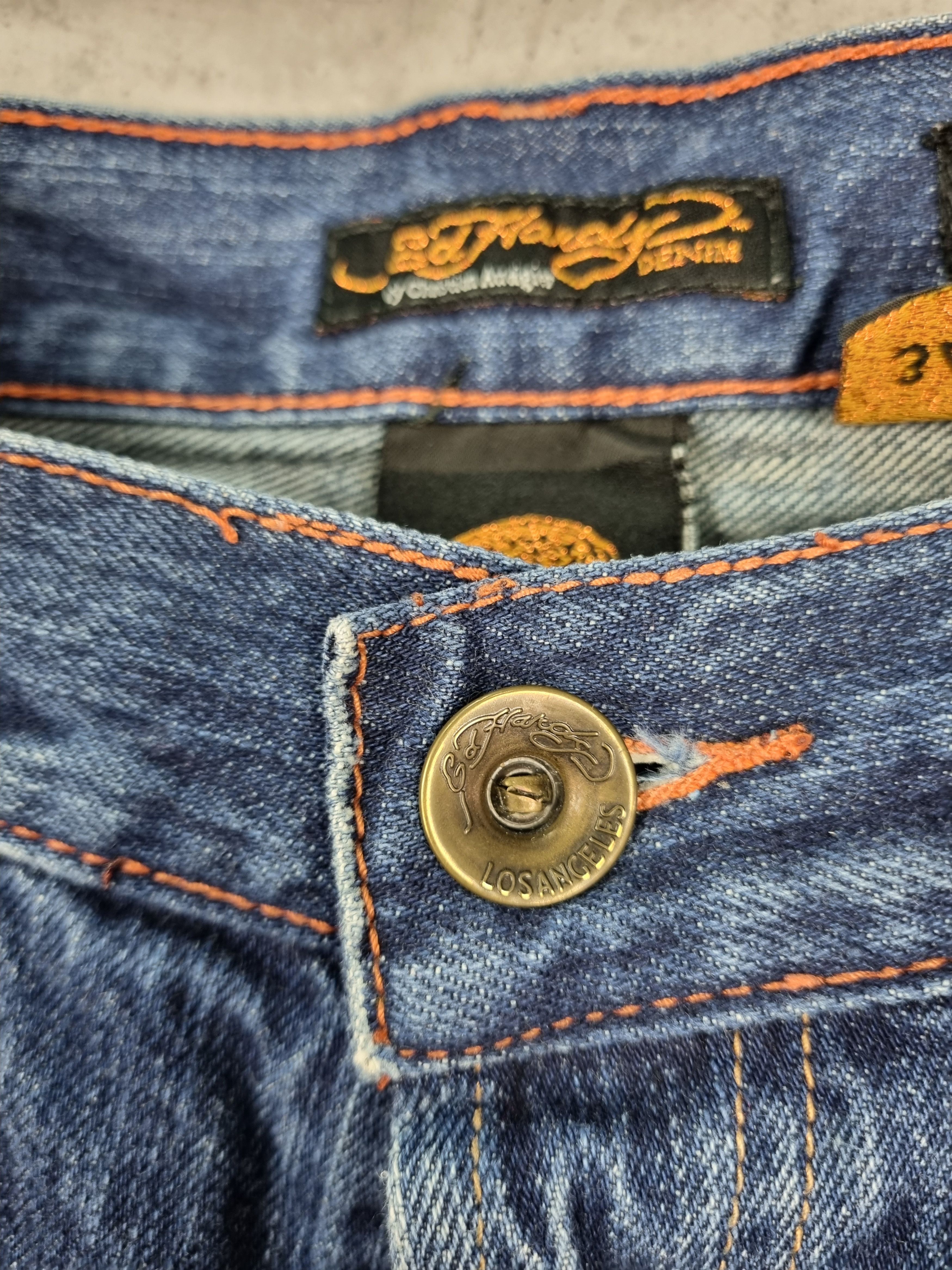 Christian Audigier × Ed Hardy Kills Slowly Love Embroidered Skull Logo by Ed Hardy Jeans Size US 34 / EU 50 - 9 Thumbnail
