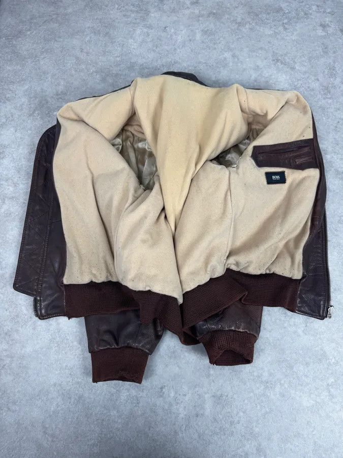 Hugo Boss 2000s Hugo Boss Aviator Brown Leather Jacket Size US L / EU 52-54 / 3 - 8 Thumbnail