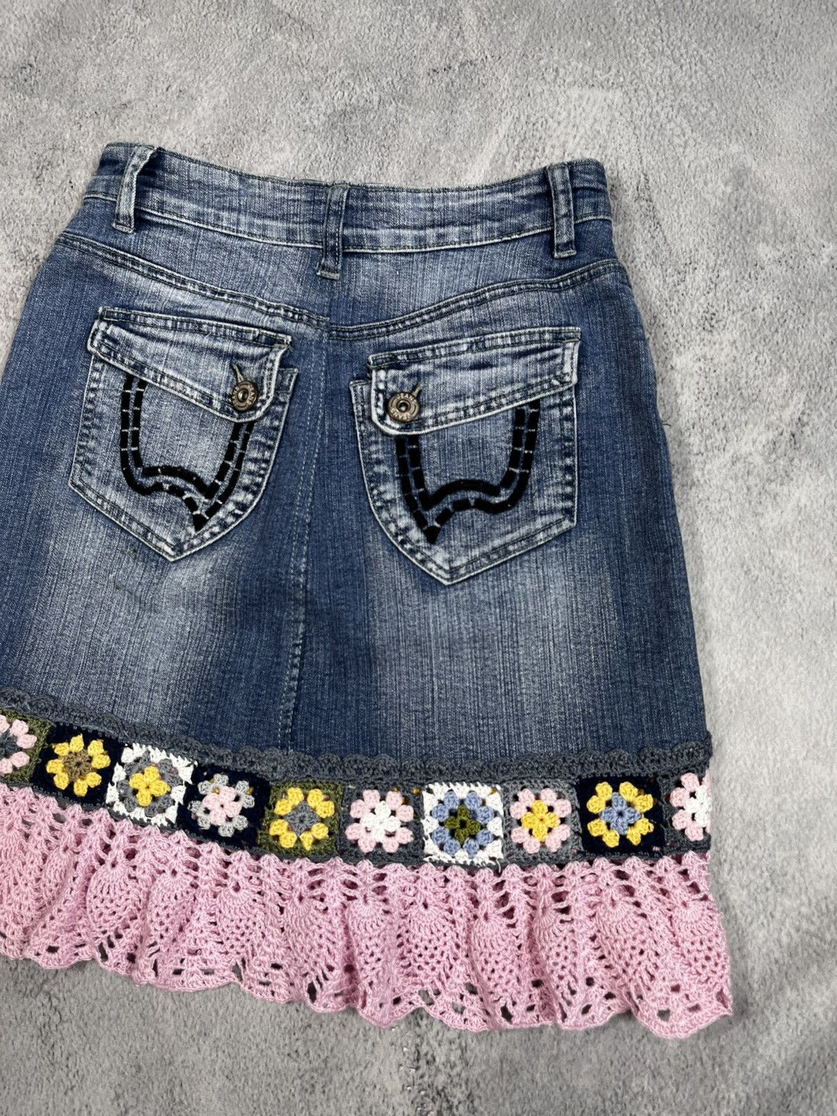 Other Vintage Y2K denim/knitted midi skirt retro old money style M Size 28" / US 6 / IT 42 - 6 Thumbnail