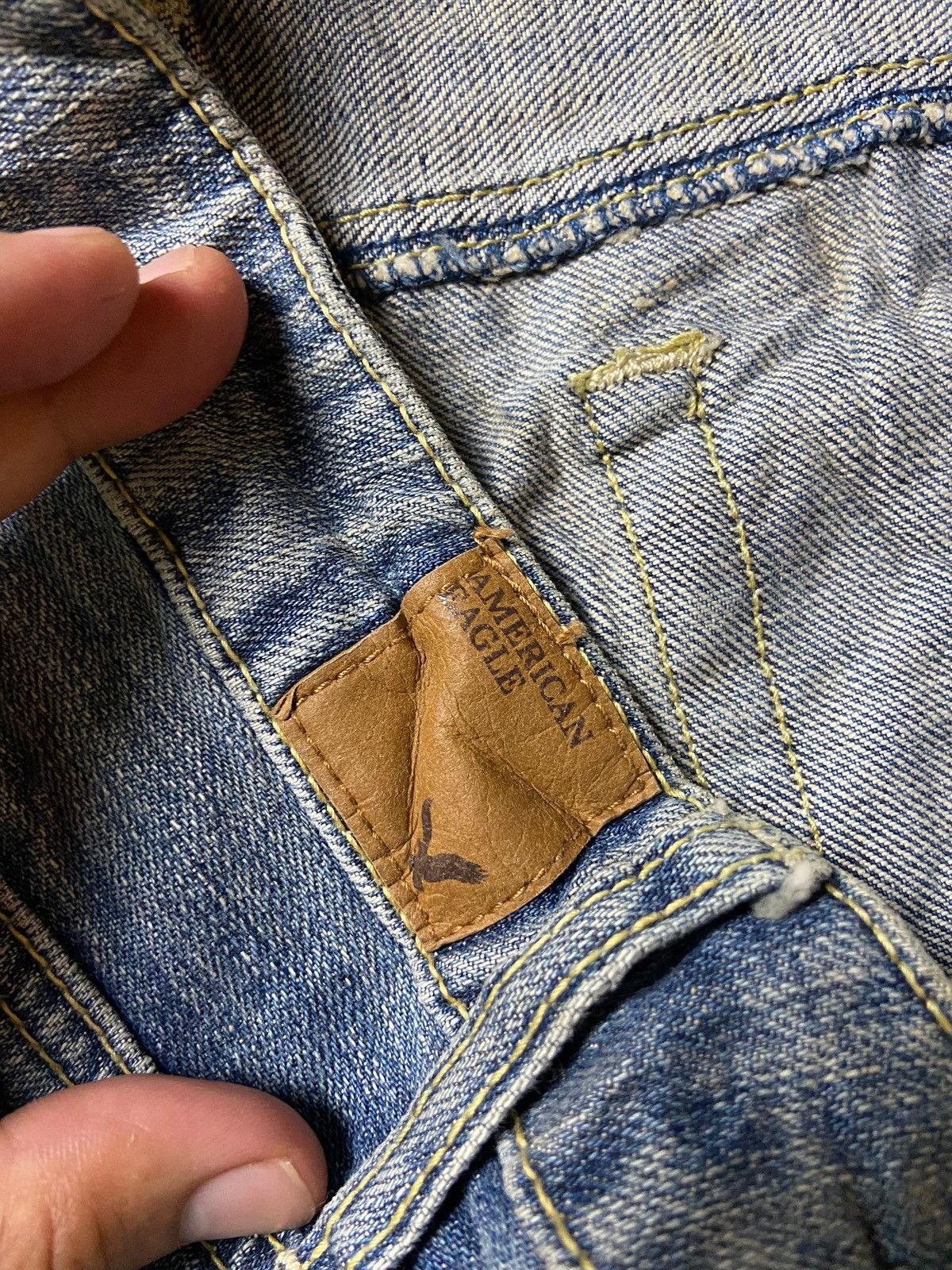 American Eagle Outfitters × Vintage American Eagle Distressed Denim Crop Ripped Jeans (123) Size US 33 - 5 Thumbnail
