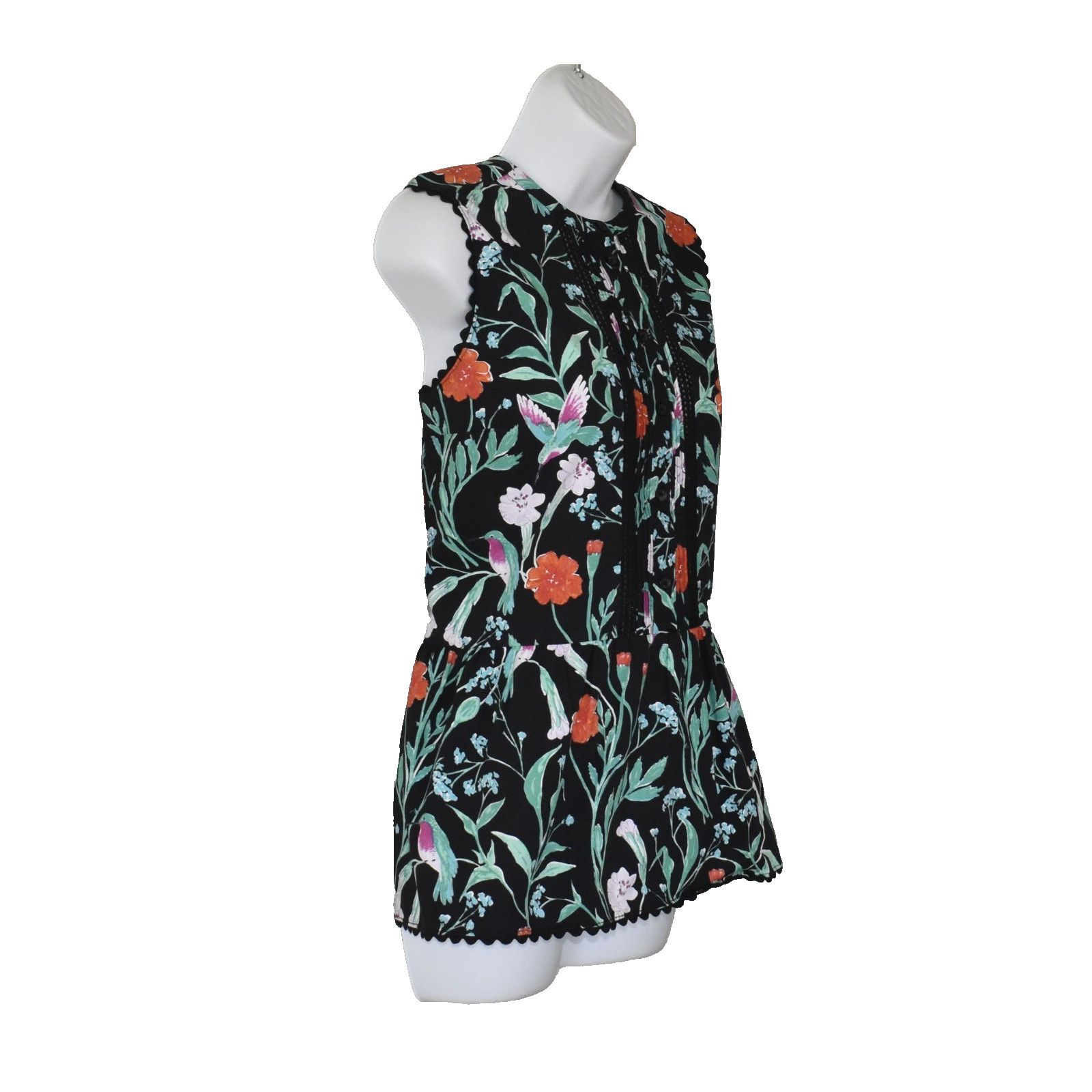 Kate Spade NEW KATE SPADE Jardin Poplin Hummingbird Peplum Top Size M Size M / US 6-8 / IT 42-44 - 3 Thumbnail