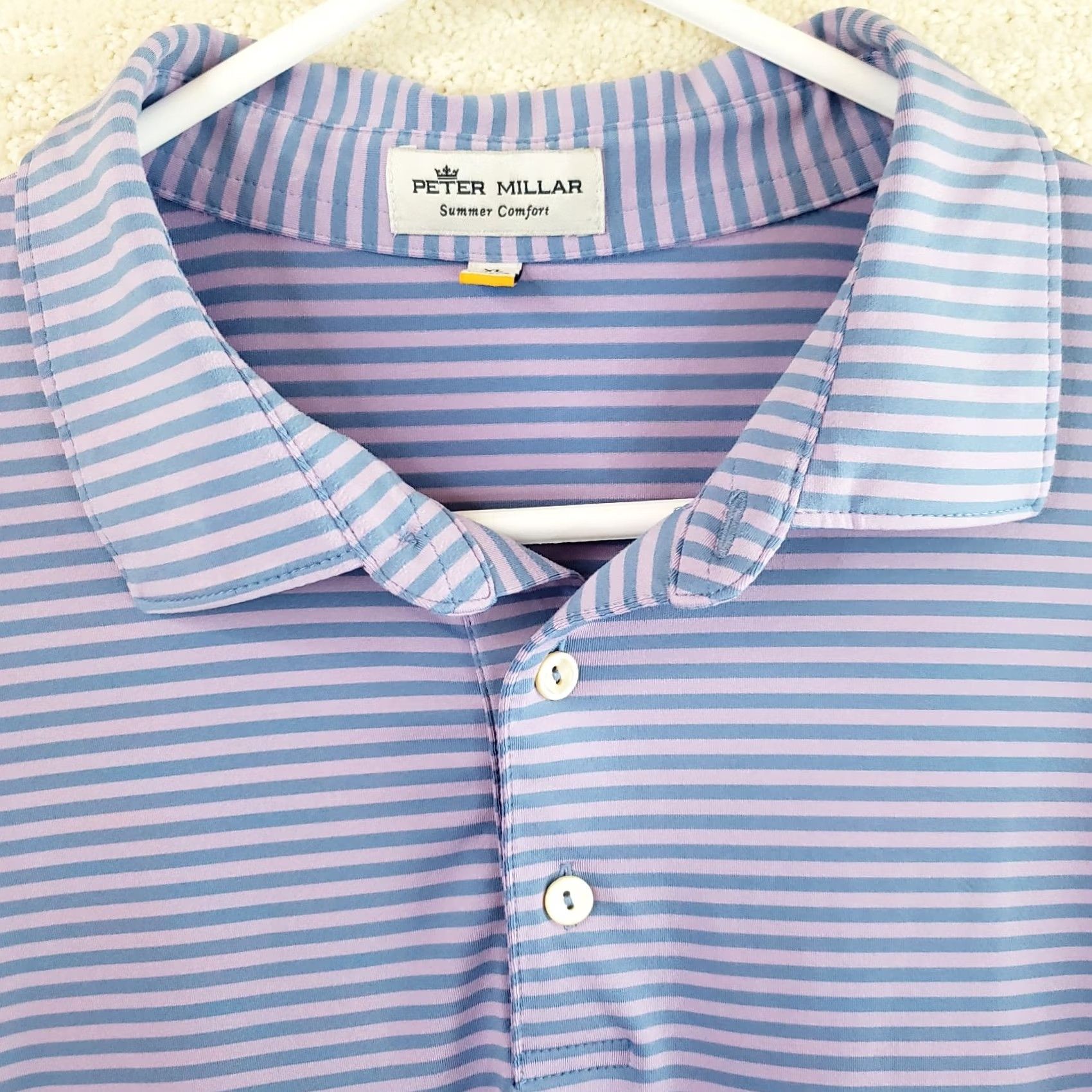 Peter Millar Peter Millar Polo Shirt Men XL Lavender Purple Stripe Summer Comfort Performance Size US XL / EU 56 / 4 - 4 Thumbnail