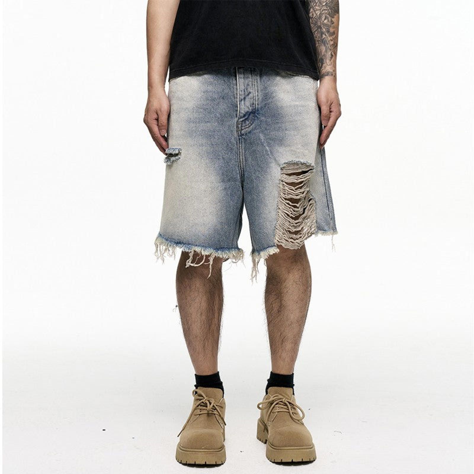 Vintage Distressed Denim Shorts, Ripped Jorts Size US 32 / EU 48 - 1 Thumbnail