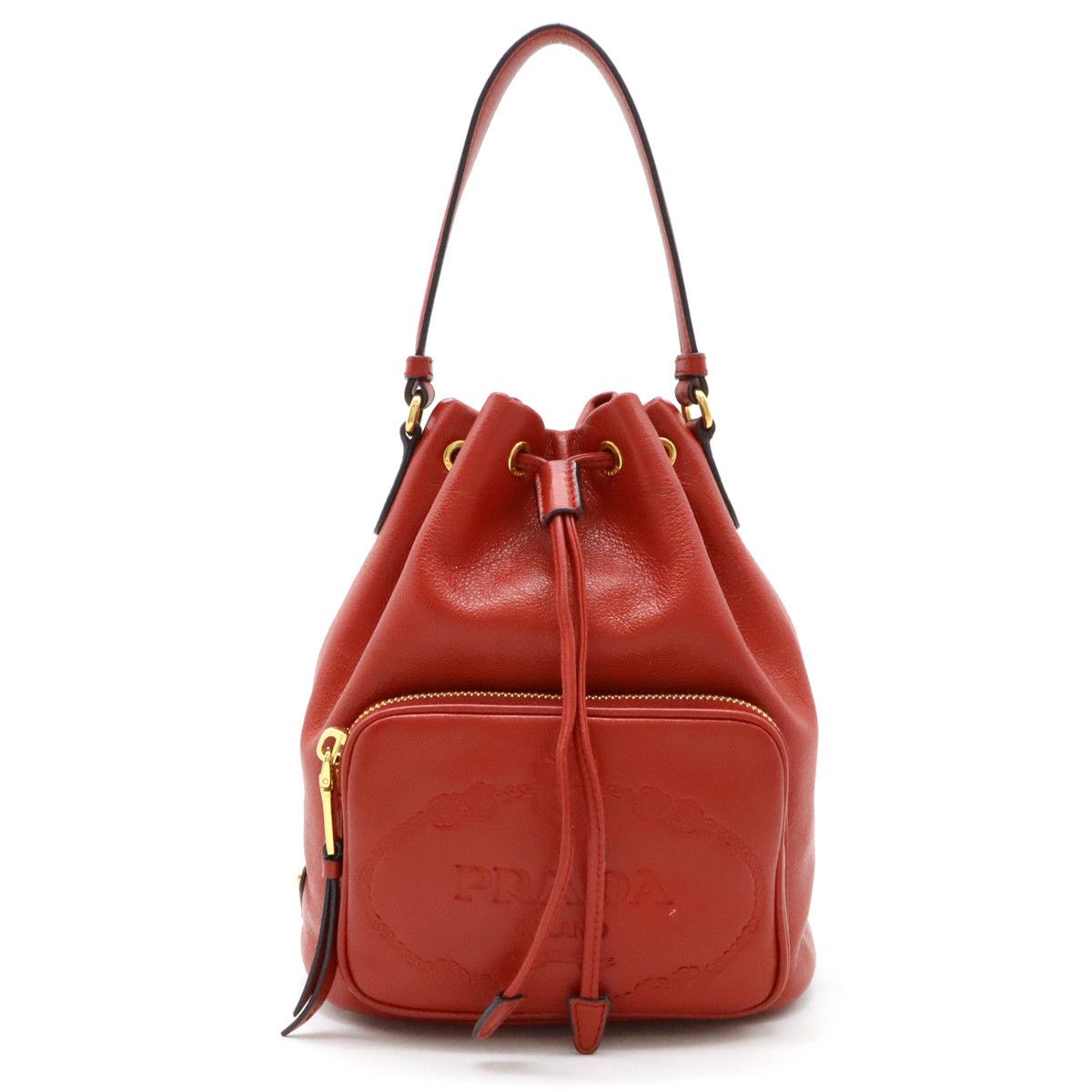 Prada Prada Leather Logo Bucket Bag Handbag 1BH038 Leather Handbag 1BH038 Bags Luggage