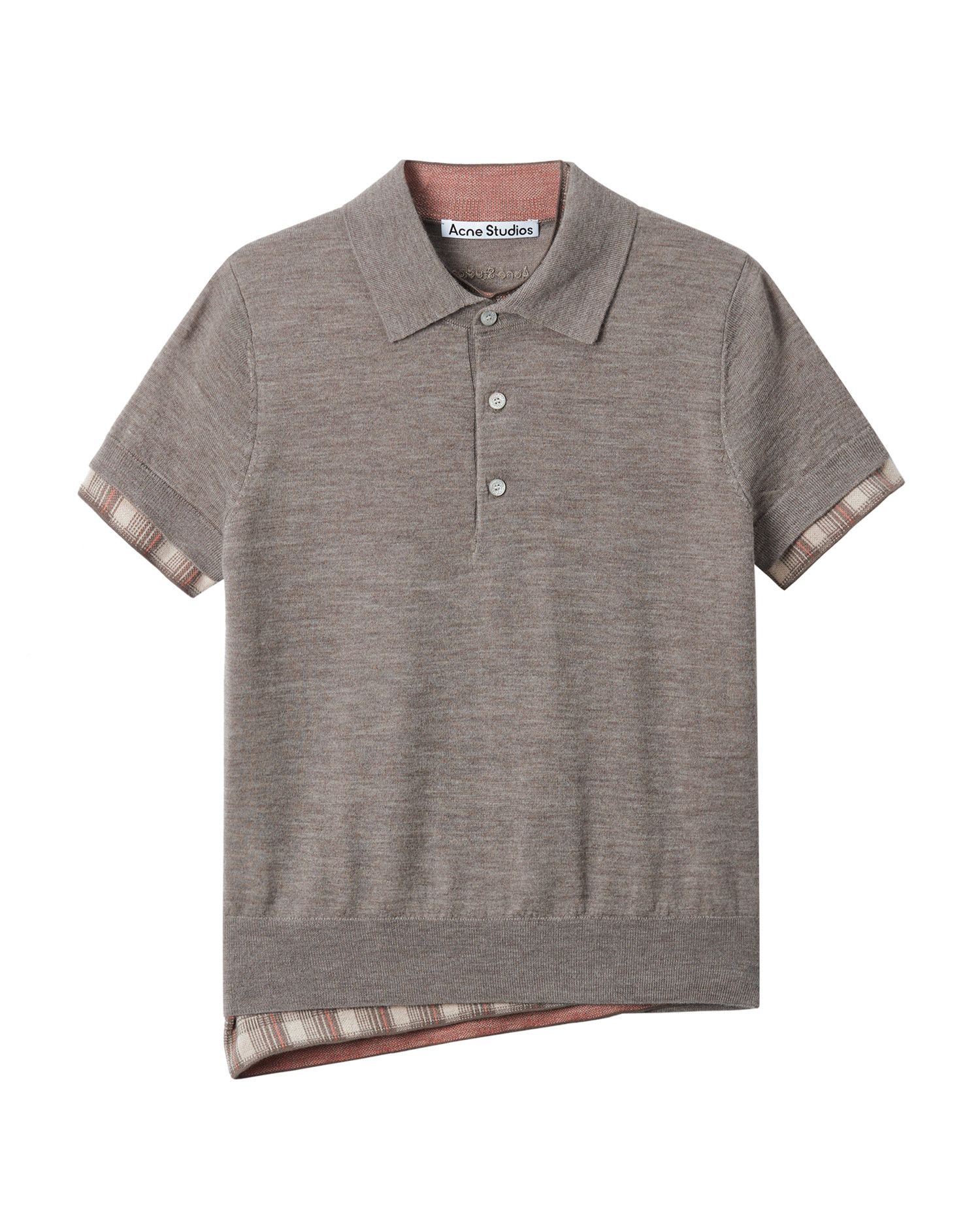 Acne Studios Acne Studios Plaid Spliced Lapel Short Sleeve Knit Top Size S / US 4 / IT 40 - 1 Thumbnail
