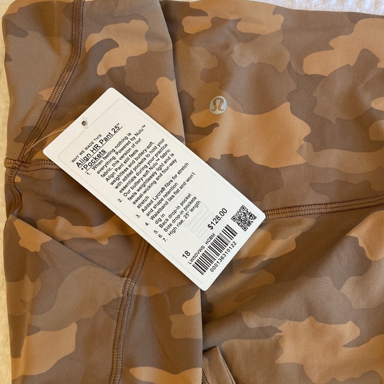Lululemon NEW! Align High Rise HR Pant 25” Pockets 18 Camo Beige Multi Size 40" / US 18 - 8 Thumbnail