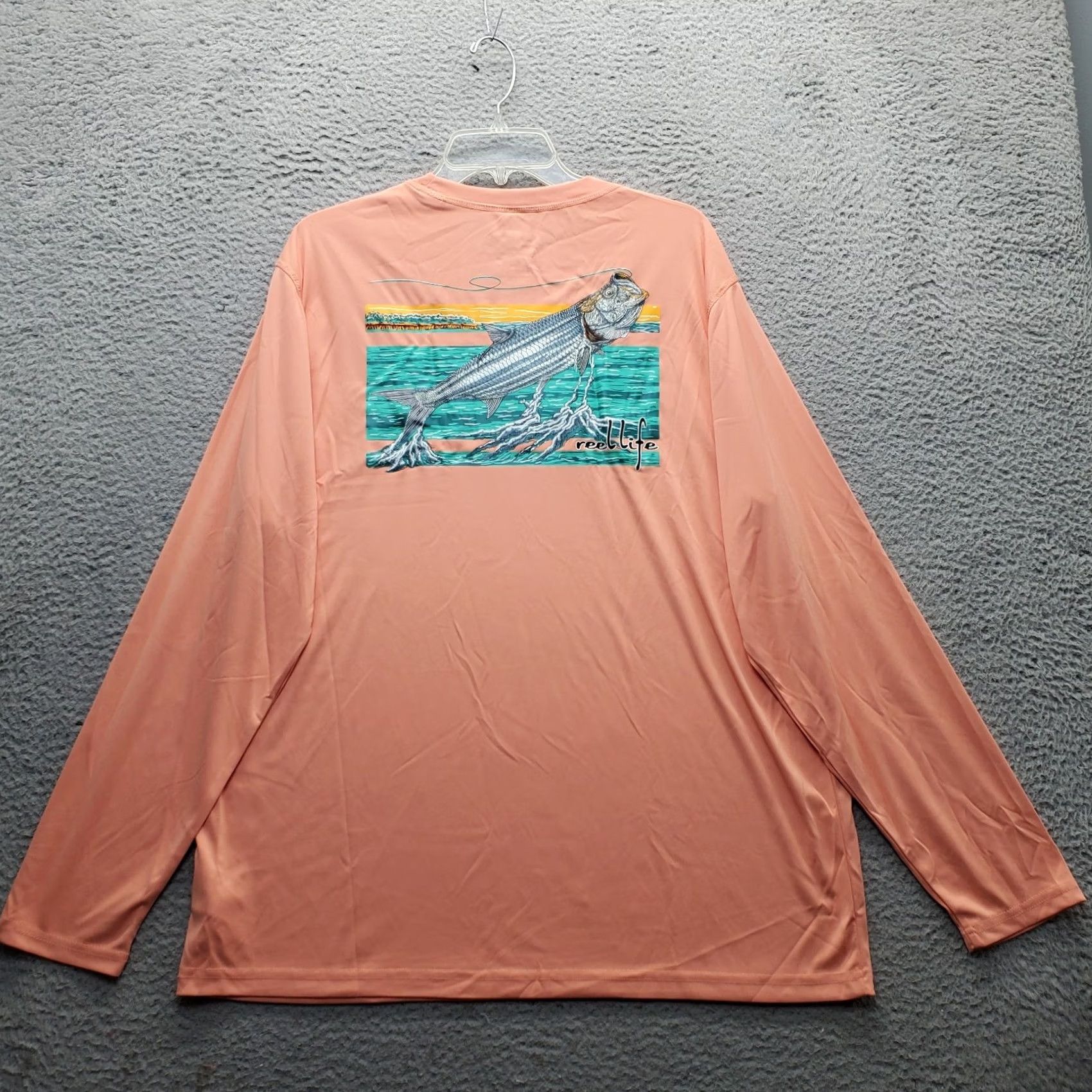 Alife Reel Life Fishing Shirt Mens XXL Salmon Graphic Back Logo Long Sleeve Round Neck Size US XXL / EU 58 / 5 - 2 Thumbnail