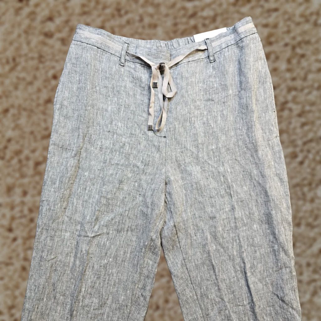 Vintage Chicos Pants Women Size 10 Gray Linen Pull On Straight Lagenlook Career Casual Shirt Pant for Women, Regular, XS? Size 30" / US 8 / IT 44 - 1 Thumbnail