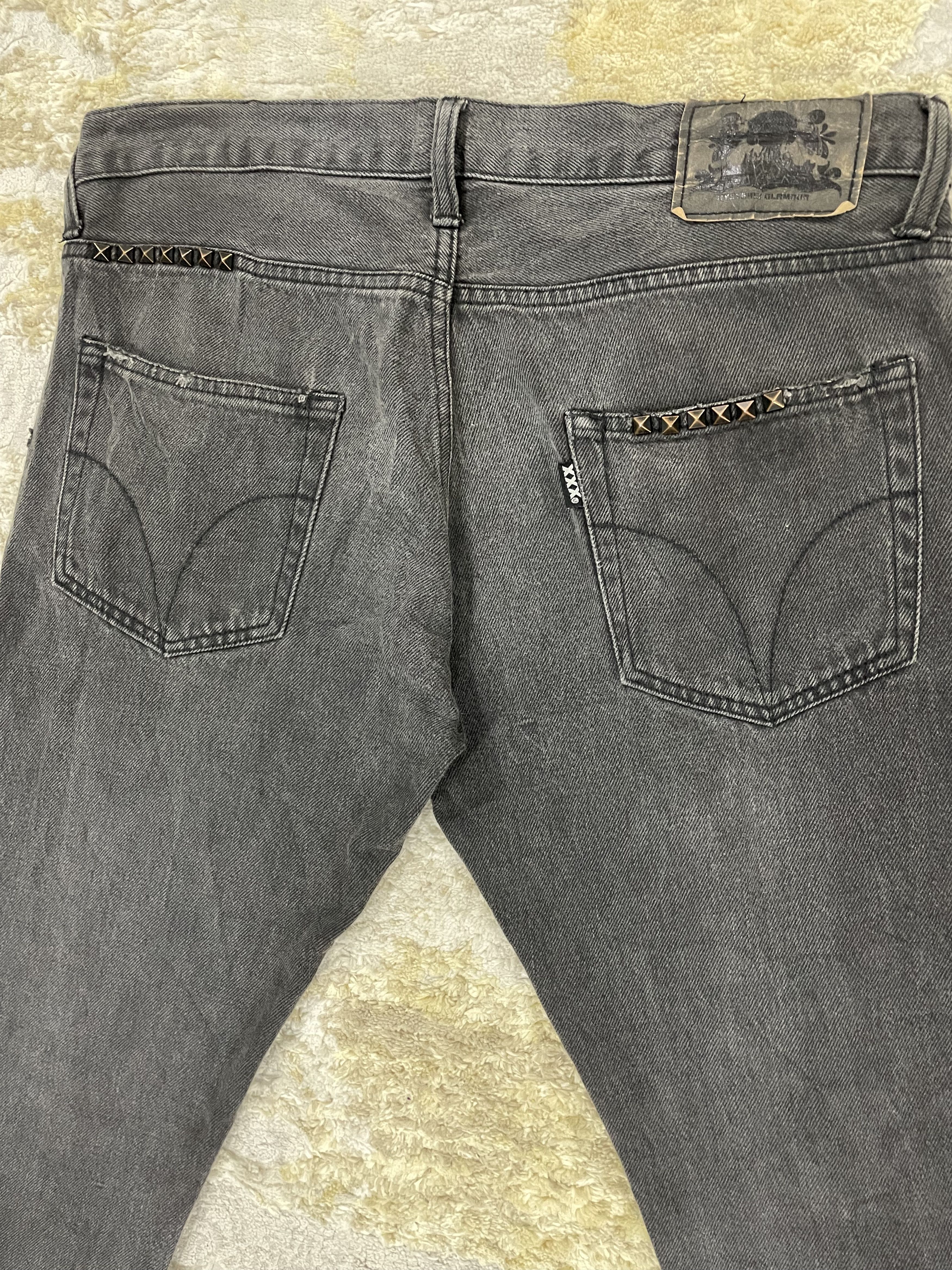 Hysteric Glamour Thee Hysteric XXX Black Washed Studded Jeans Size US 30 / EU 46 - 5 Thumbnail