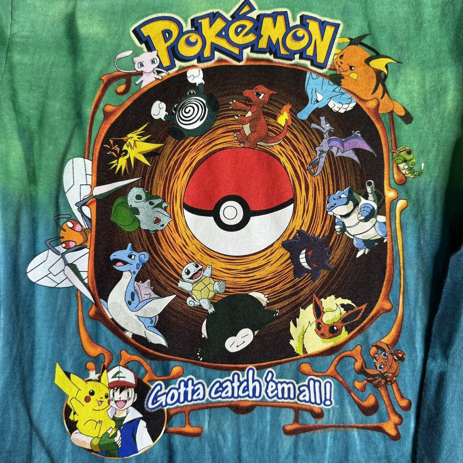 Vintage 1999 Pokemon Tie Dye Long Sleeve Shirt Kids Large