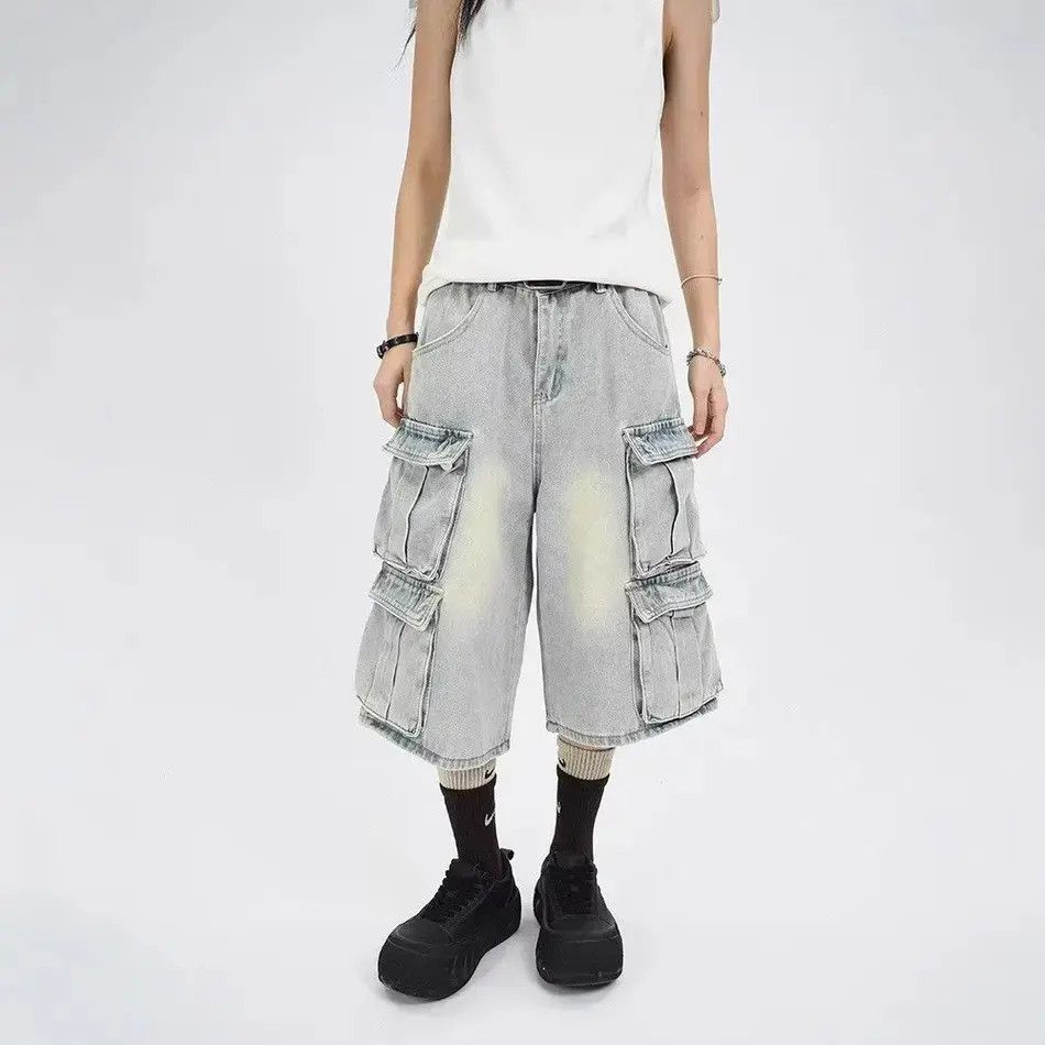 Japanese Brand Retro wide leg casual pocket denim shorts Size US 32 / EU 48 - 3 Thumbnail