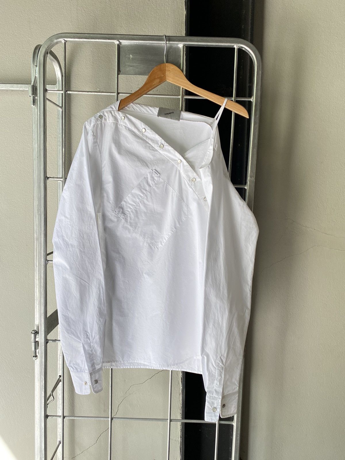 Coperni Coperni Asymmetric White Button-Up Blouse Size XS / US 0-2 / IT 36-38 - 1 Thumbnail