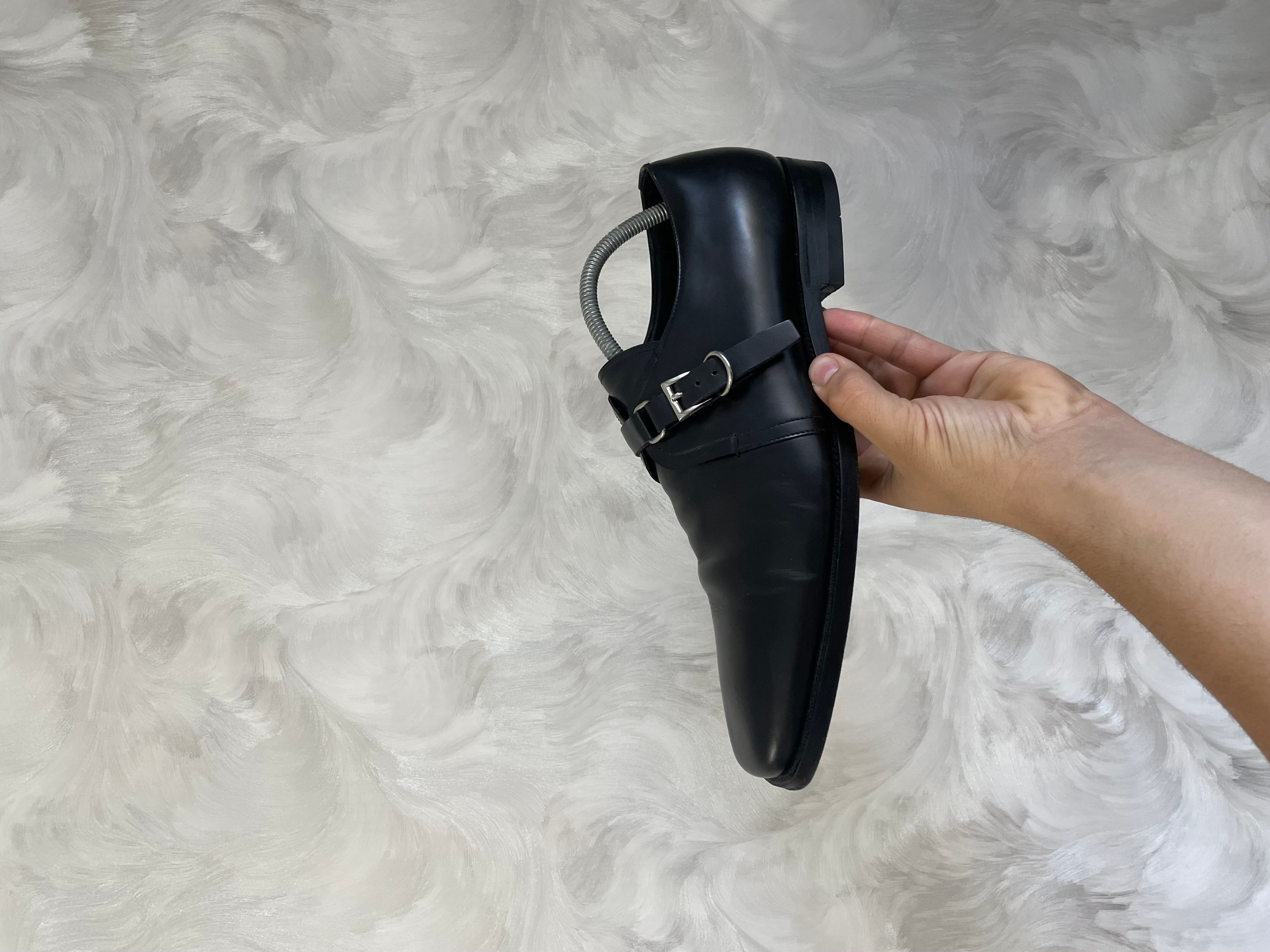Pre-owned Prada Men's Monk Strap Shoes Size Us 13 Black Leather Soles