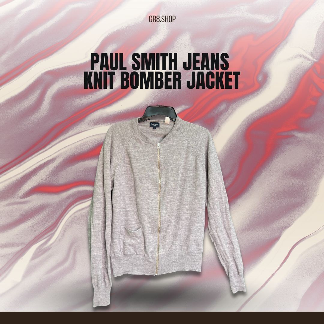 Paul Smith PAUL SMITH Jeans Gray Knit Bomber Jacket With Gold Zipper Ri Size US XL / EU 56 / 4 - 1 Thumbnail