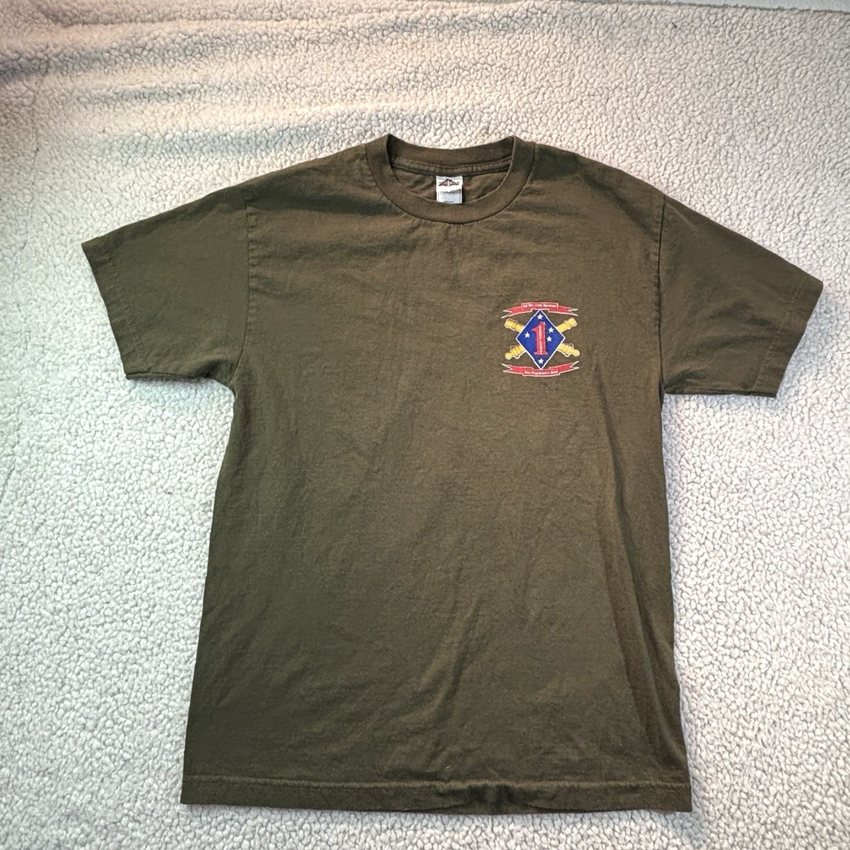 AAA VINTAGE USMC 2nd Battalion 11th Marines T-Shirt Guadalcanal Alstyle AAA Olive Medium Shirt Men M Green Size US M / EU 48-50 / 2 - 2 Thumbnail