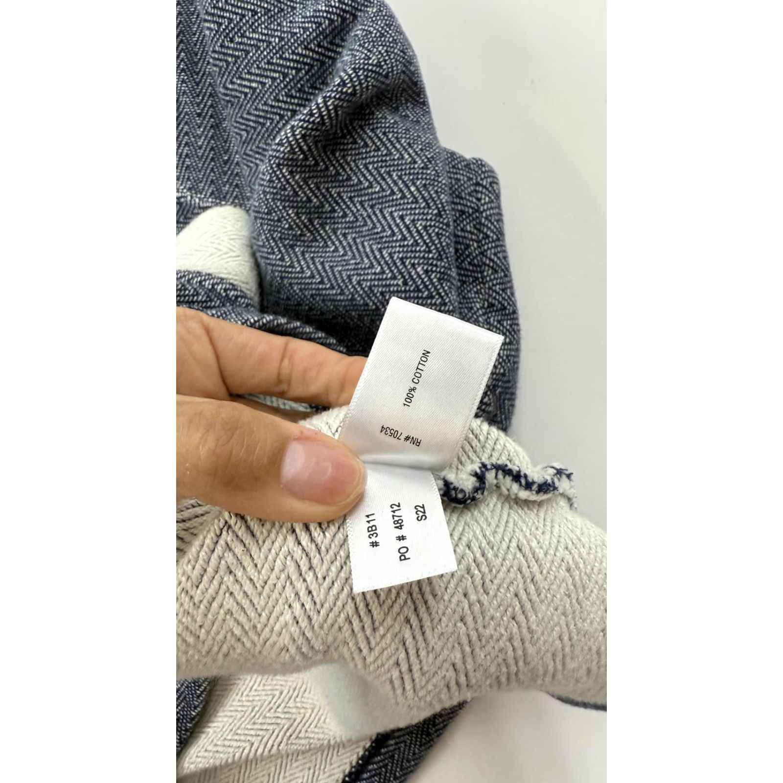 Orvis VINTAGE Orvis Sweater Womens XL Blue White Herringbone Crewneck Cotton Pullover Size XL / US 12-14 / IT 48-50 - 6 Thumbnail