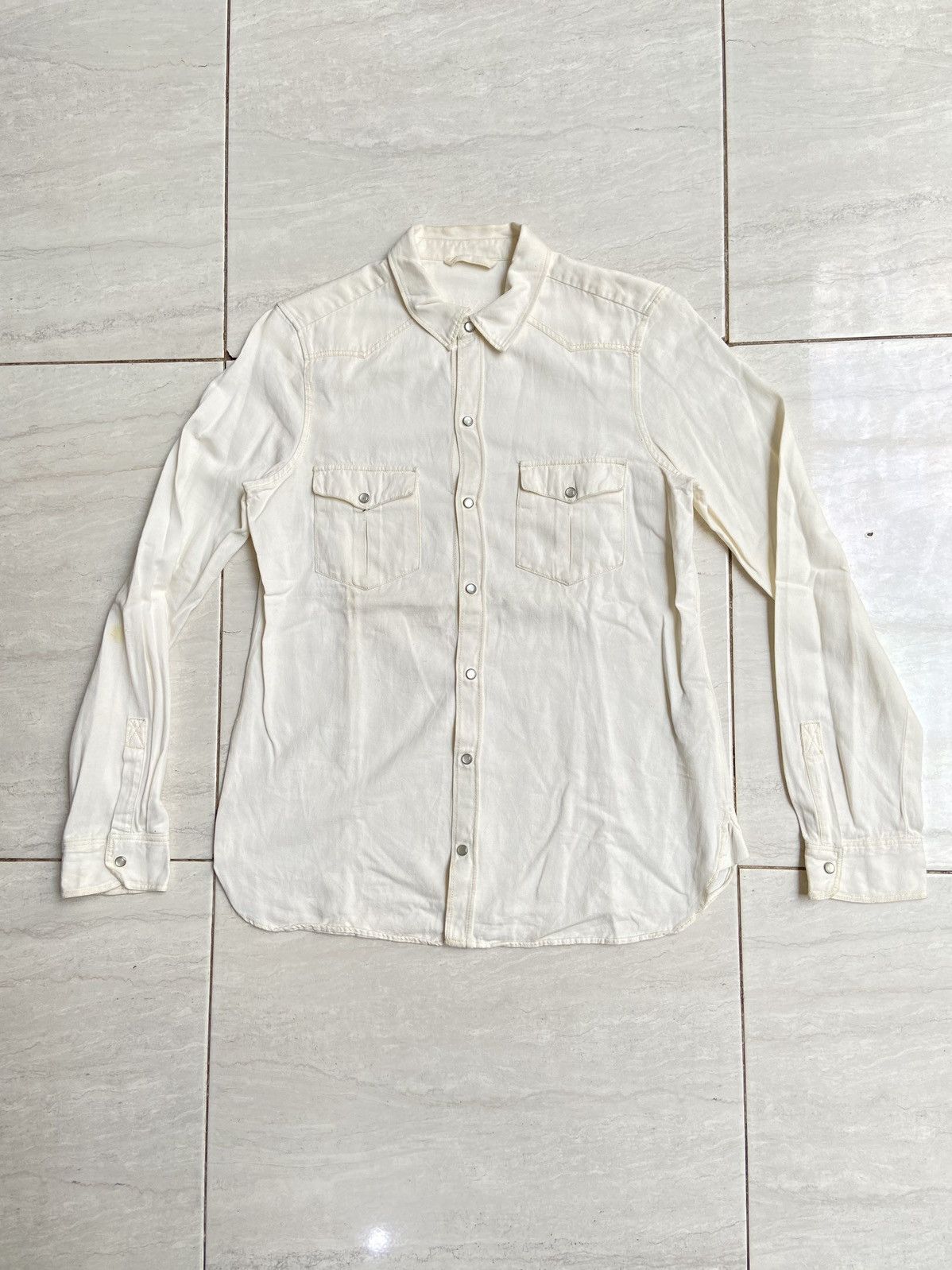 Zara ZARA BASIC DENIM White Shirt Size US XS / EU 42 / 0 - 5 Thumbnail