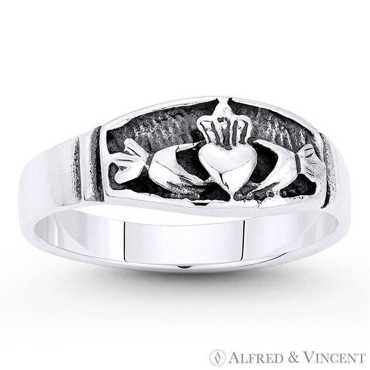 Other Irish Claddagh Promise Ring in Oxidized .925 Sterling Silver Size ONE SIZE - 1 Preview