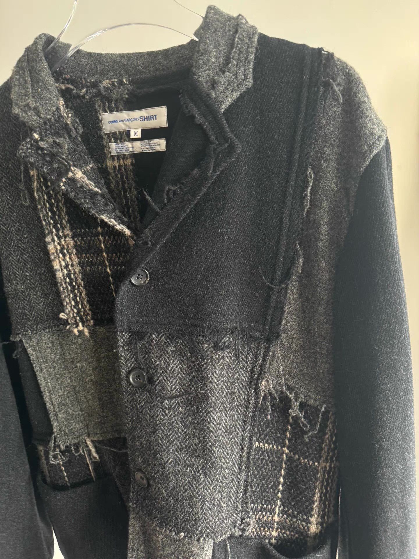 Comme des Garcons COMME des GARÇONS SHIRT Patchwork Boro Wool Blazer Q17 Size 48R - 3 Thumbnail