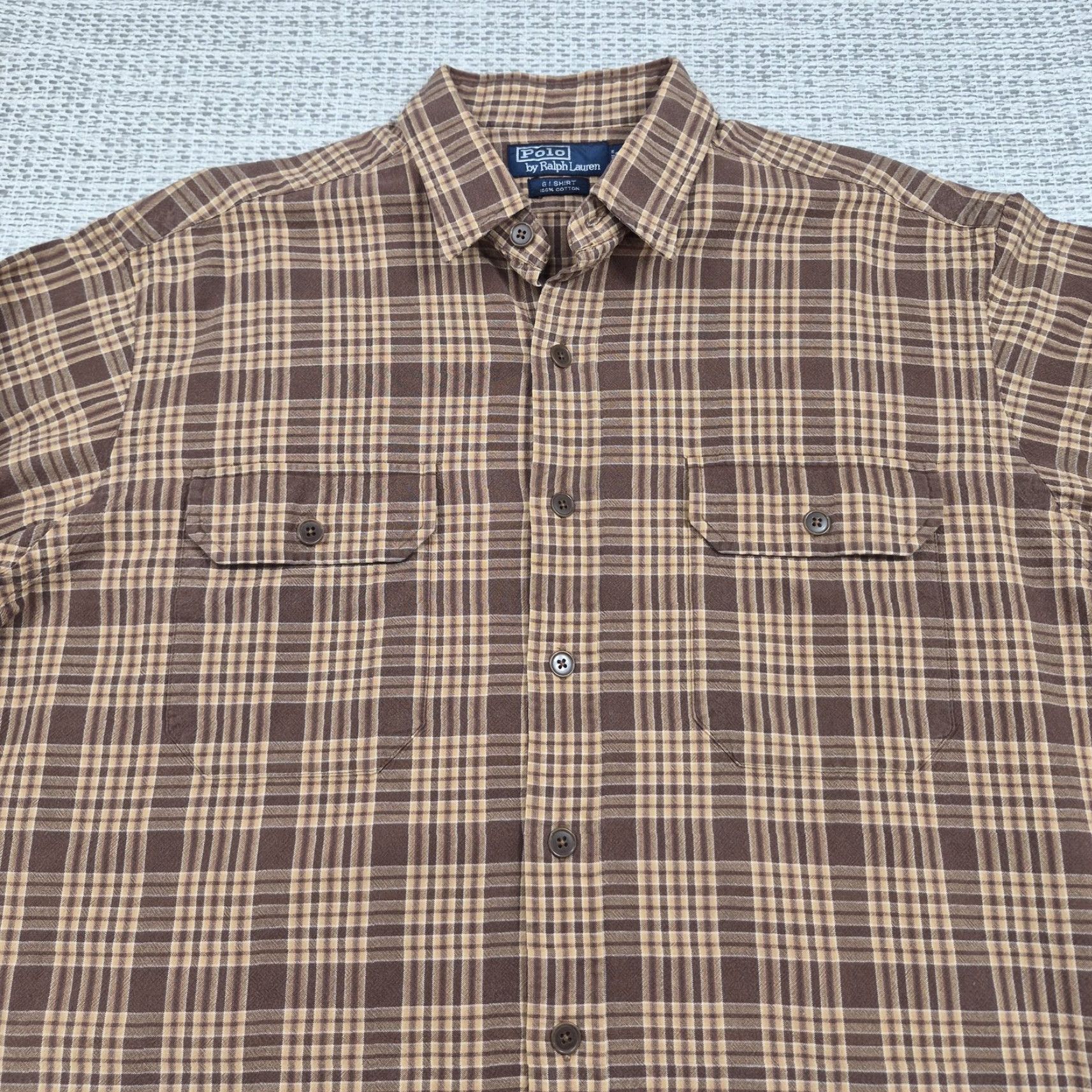 Polo Ralph Lauren Polo Ralph Lauren GI Shirt Mens Large Button-Up Brown Plaid Long Sleeve Vintage Size US L / EU 52-54 / 3 - 4 Thumbnail