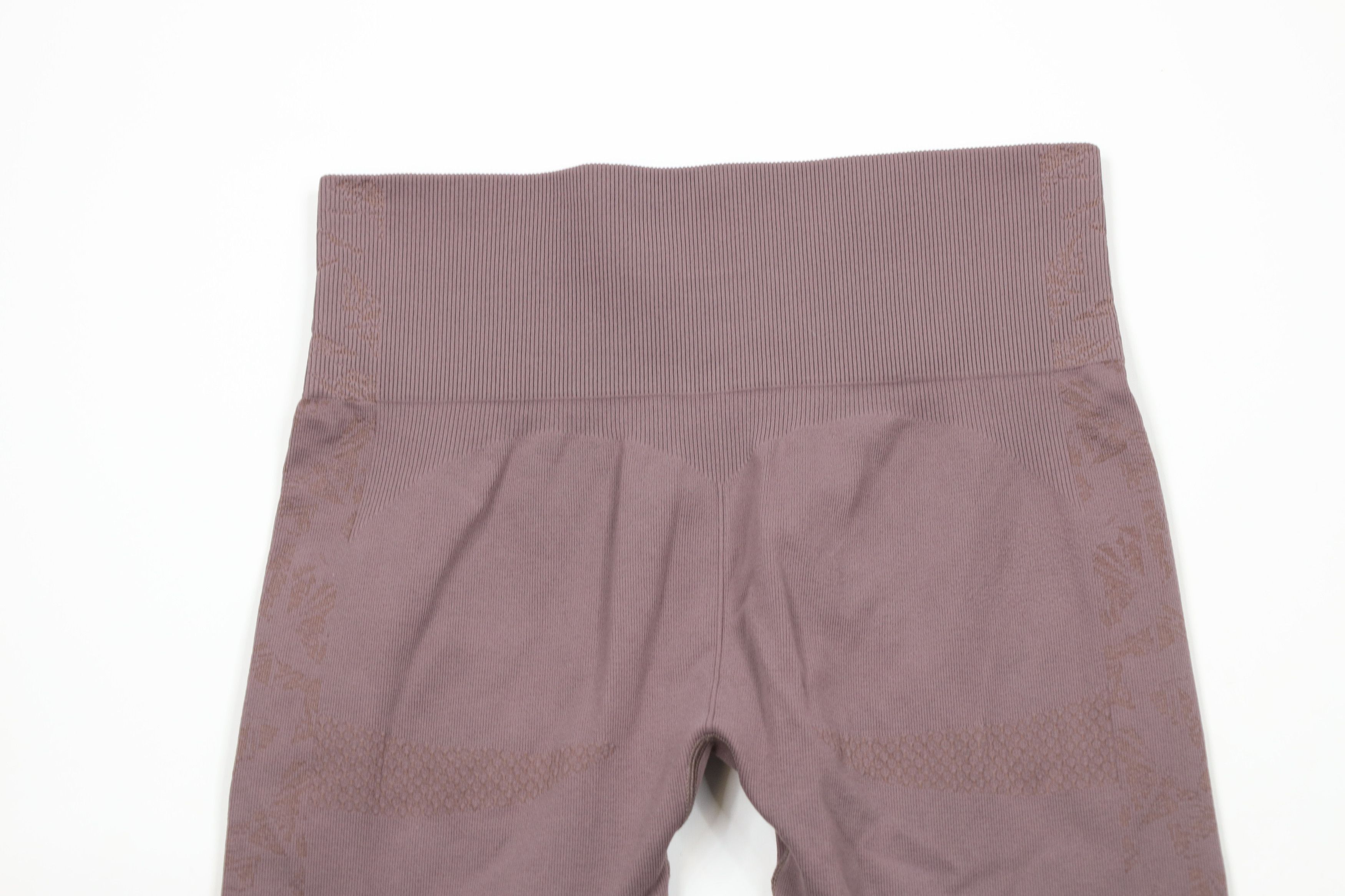 Gymshark × Vintage Gymshark Geometric Ribbed Spandex Gym Leggings Purple Size 25" / US 0 / IT 36 - 8 Thumbnail