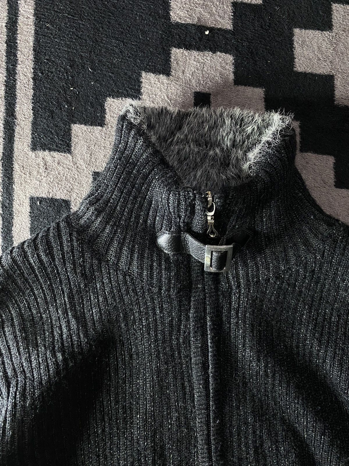 Le Grande Bleu (L.G.B.) Japanese Male & co faux fur knit tartan jacket Size US M / EU 48-50 / 2 - 12 Thumbnail