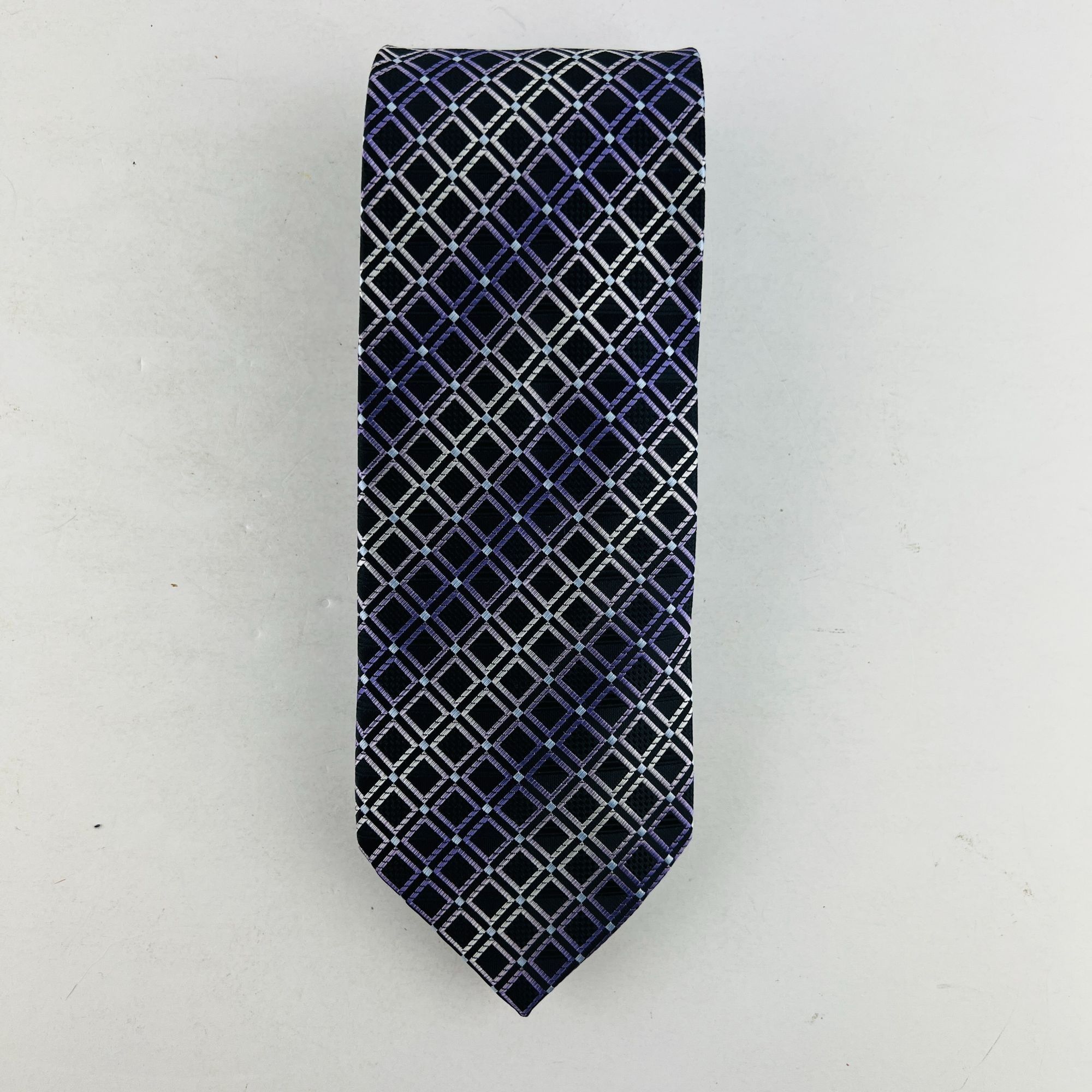 Croft & Barrow Croft & Barrow Necktie Tie Diamond Design Purple Silver Blac Size ONE SIZE - 2 Thumbnail