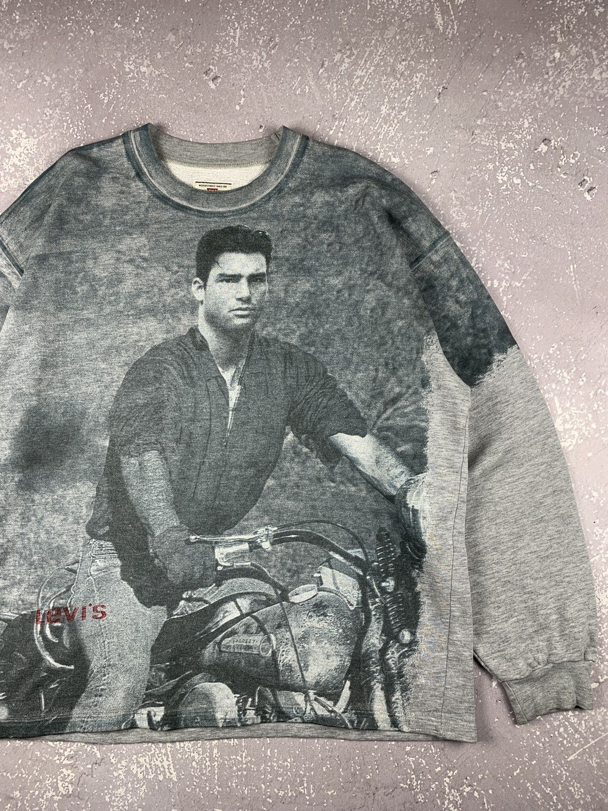 Levi's 80-90s Italy Levis Nick Kamen Moto All Over Print Sweatshirt Size US XL / EU 56 / 4 - 2 Thumbnail